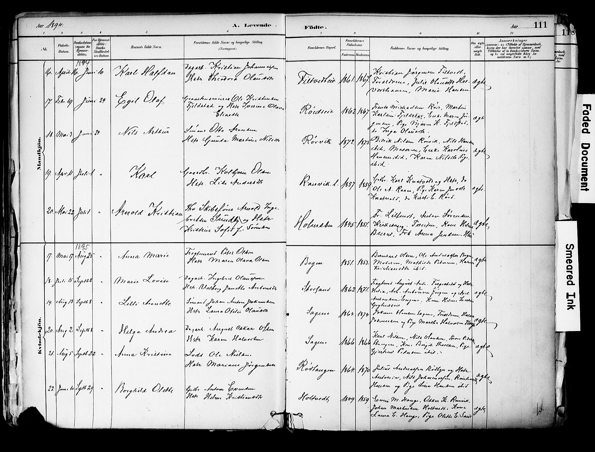 Hurum kirkebøker, SAKO/A-229/F/Fa/L0014: Parish register (official) no. 14, 1882-1895, p. 111
