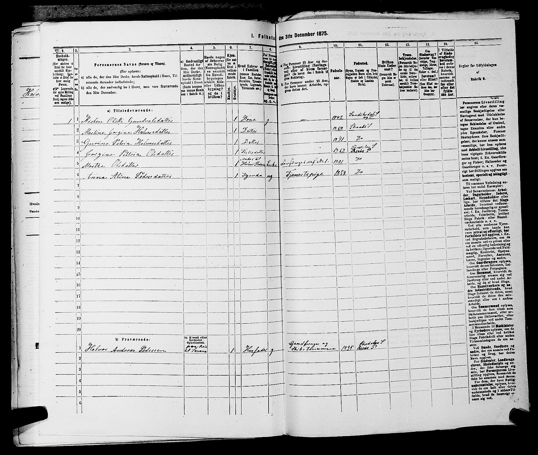 SAKO, 1875 census for 0816P Sannidal, 1875, p. 743