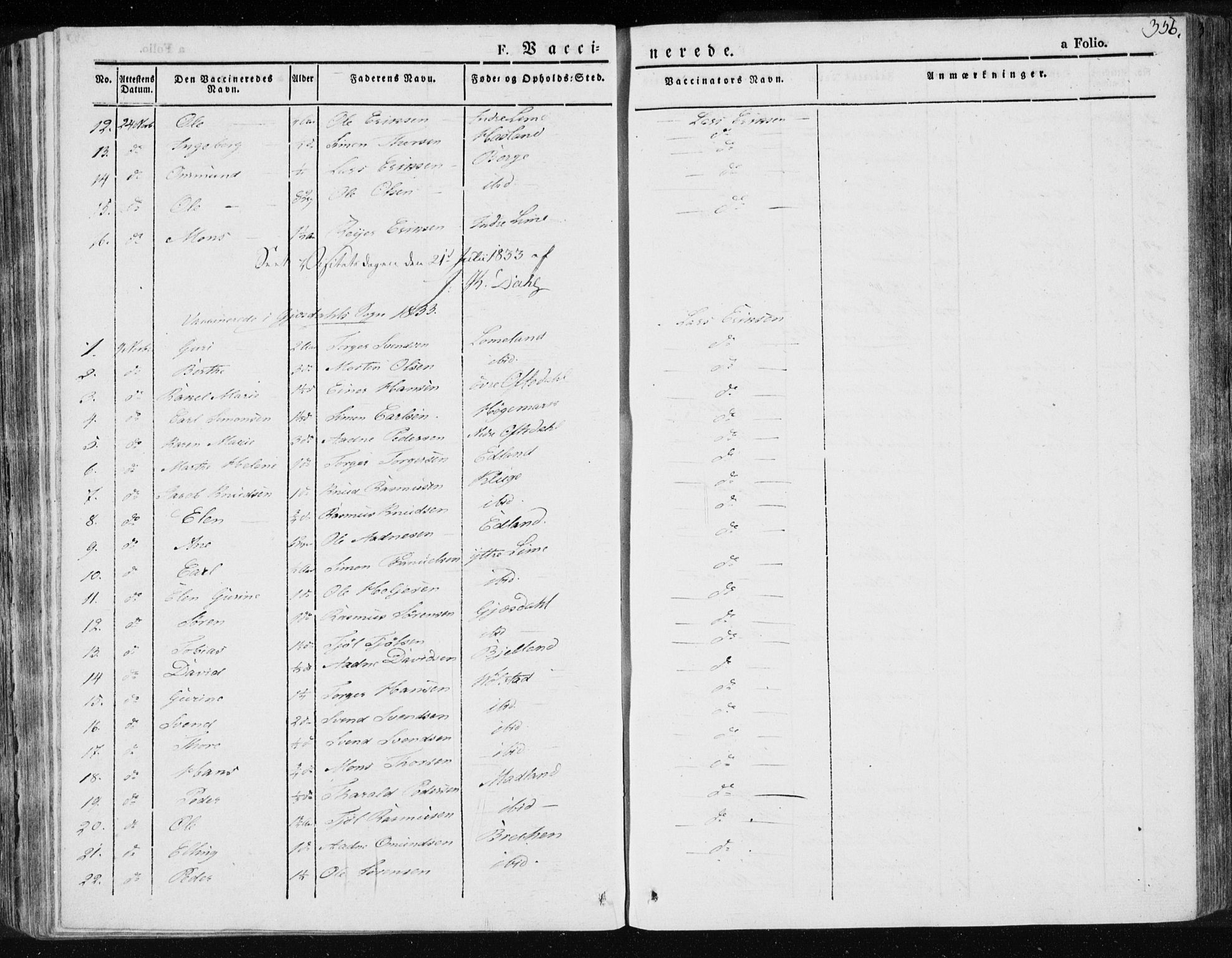 Lye sokneprestkontor, AV/SAST-A-101794/001/30BA/L0004: Parish register (official) no. A 4, 1826-1841, p. 356