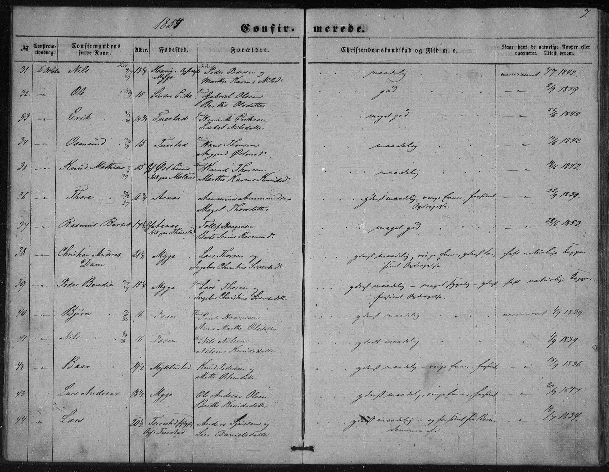 Avaldsnes sokneprestkontor, AV/SAST-A -101851/H/Ha/Haa/L0009: Parish register (official) no. A 9, 1853-1865, p. 7