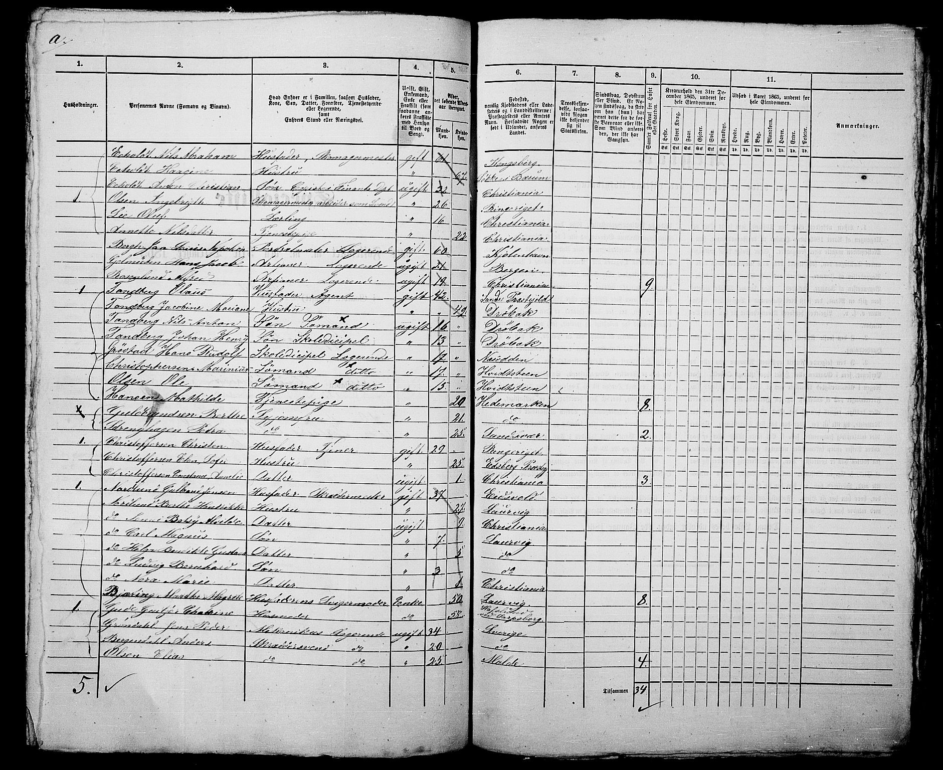 RA, 1865 census for Kristiania, 1865, p. 474