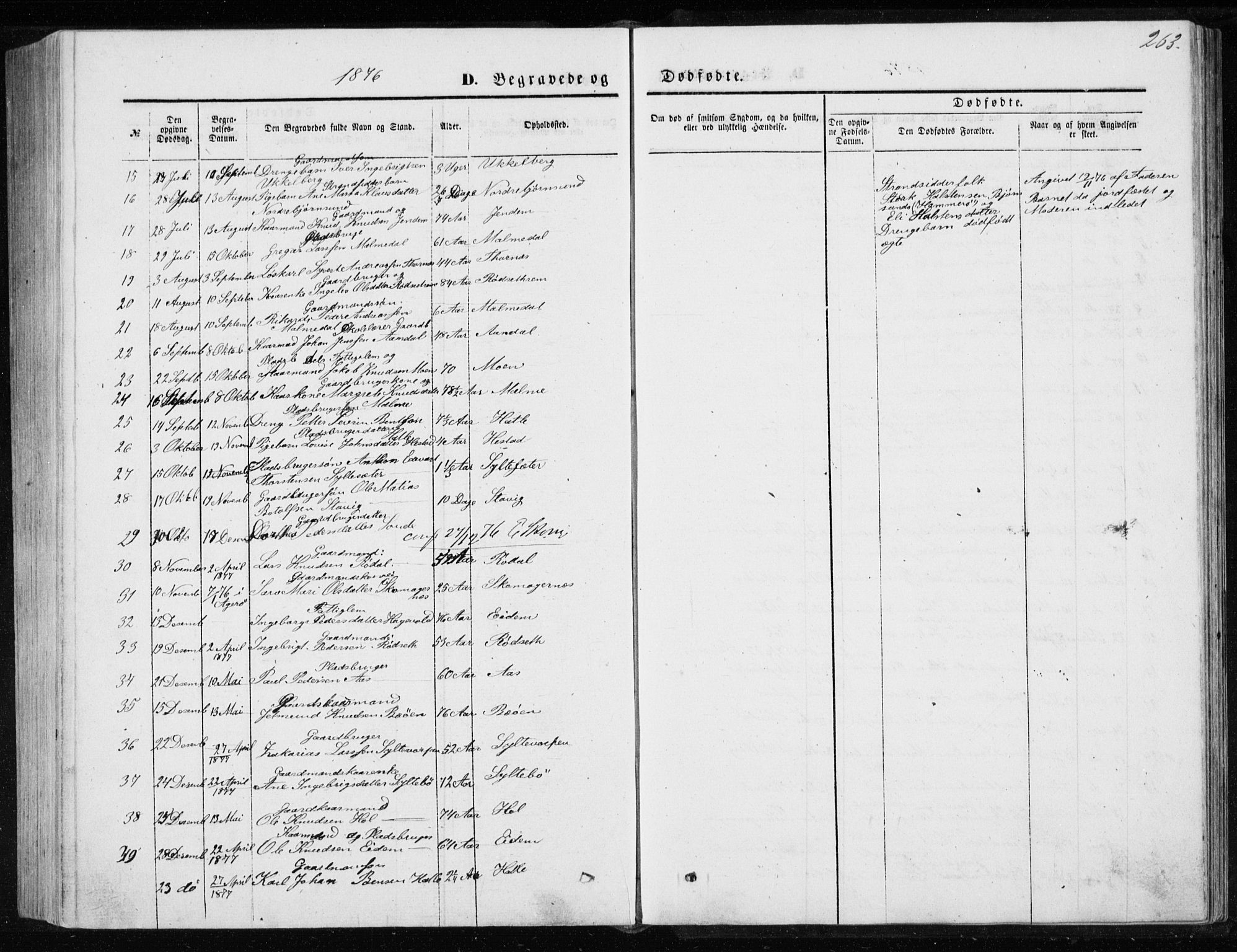 Ministerialprotokoller, klokkerbøker og fødselsregistre - Møre og Romsdal, AV/SAT-A-1454/565/L0754: Parish register (copy) no. 565C03, 1870-1896, p. 263