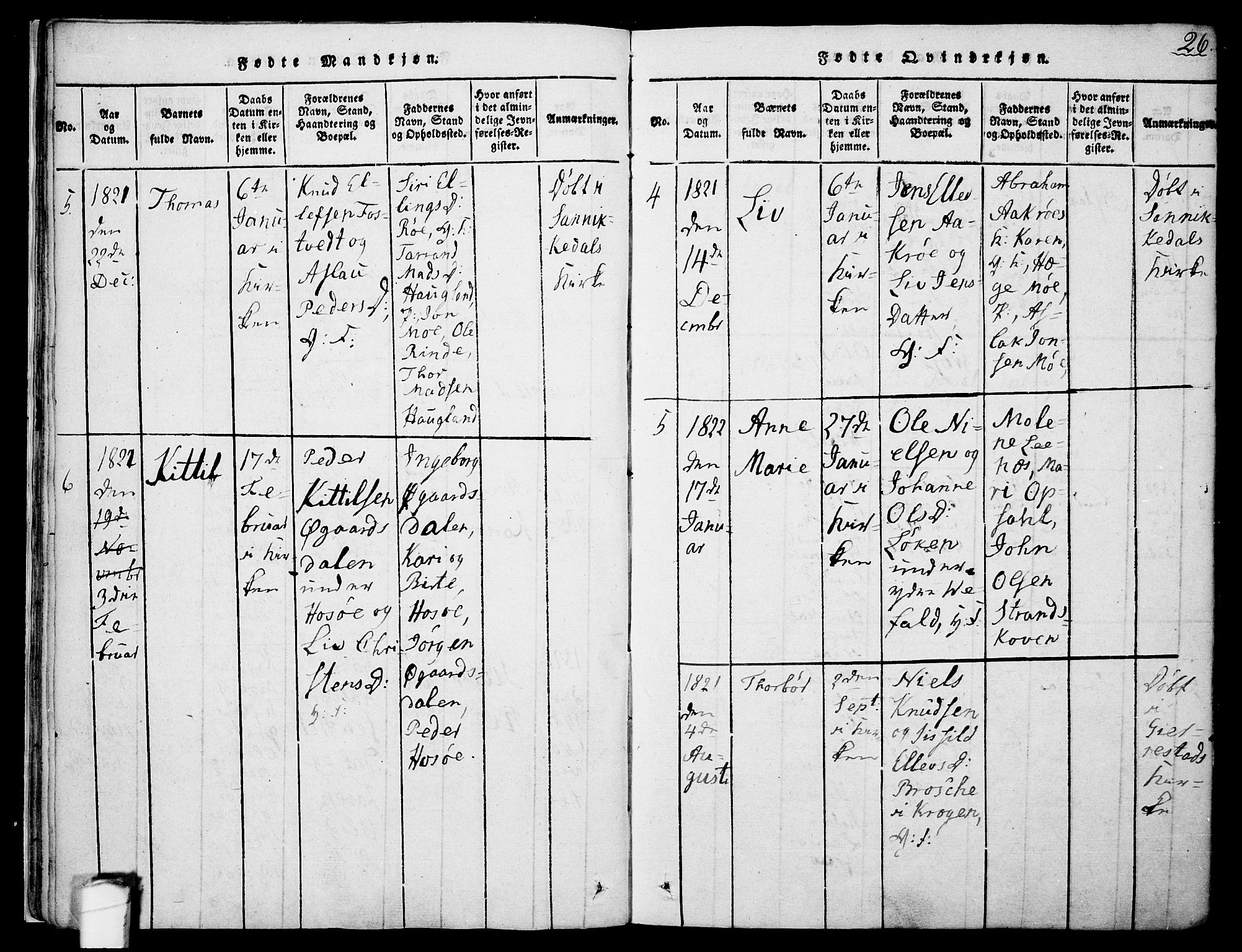 Drangedal kirkebøker, SAKO/A-258/F/Fa/L0005: Parish register (official) no. 5 /1, 1814-1831, p. 26