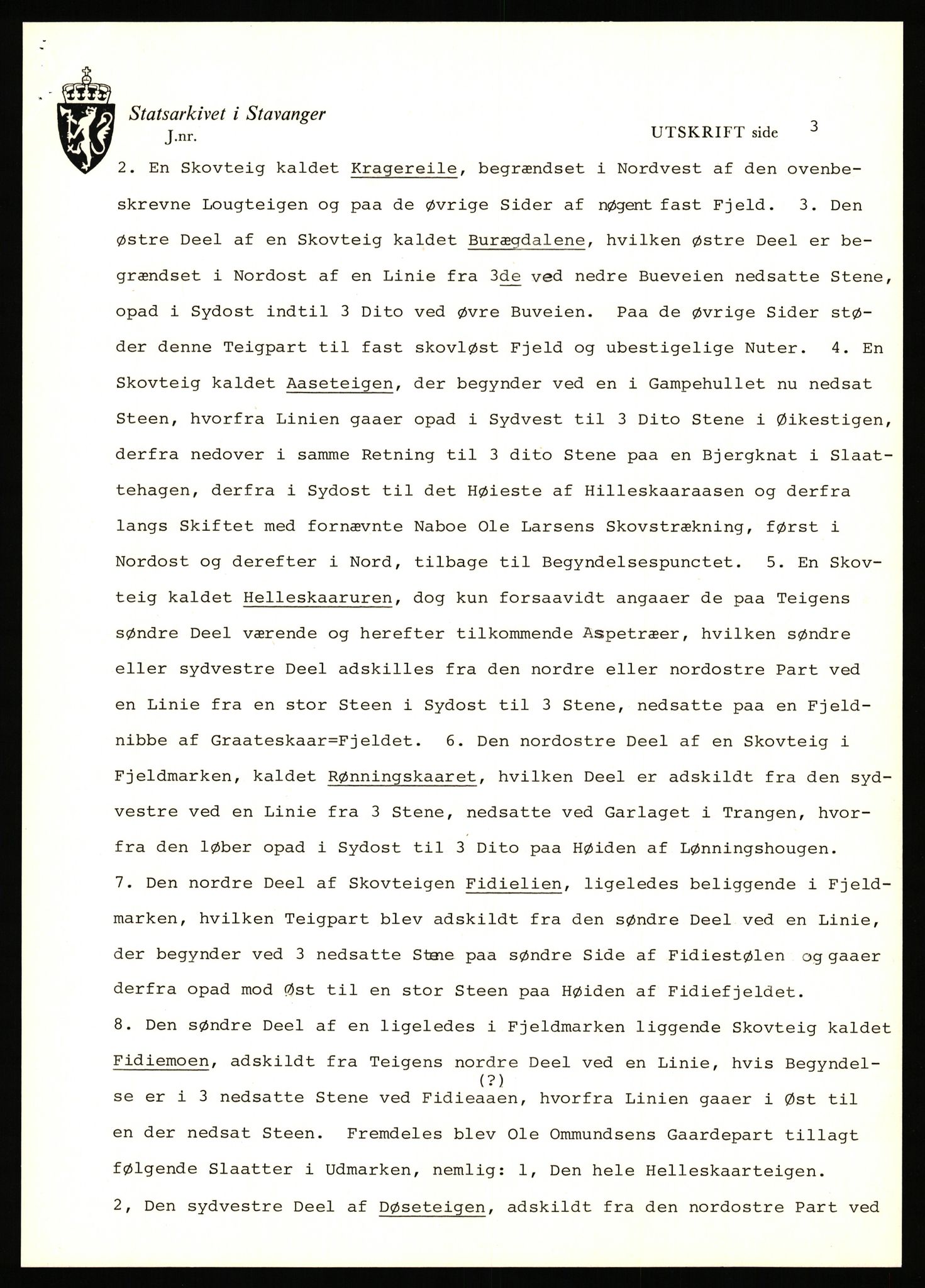 Statsarkivet i Stavanger, AV/SAST-A-101971/03/Y/Yj/L0024: Avskrifter sortert etter gårdsnavn: Fæøen - Garborg, 1750-1930, p. 412