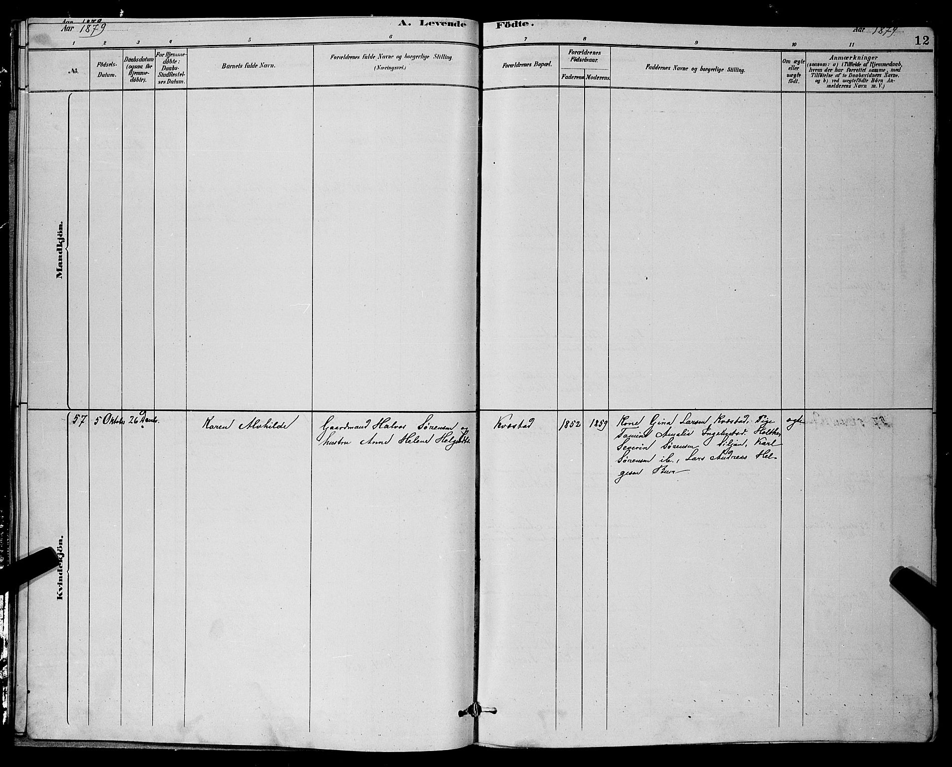 Eidanger kirkebøker, AV/SAKO-A-261/G/Ga/L0002: Parish register (copy) no. 2, 1879-1892, p. 12