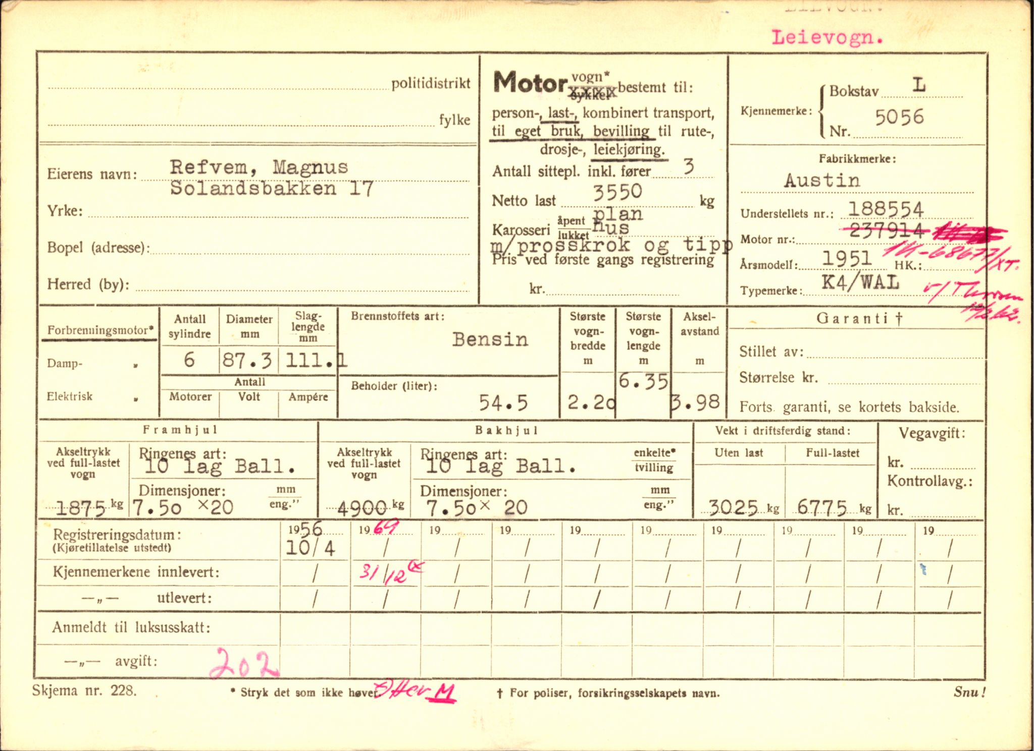 Stavanger trafikkstasjon, AV/SAST-A-101942/0/F/L0013: L-4700 - L-5079, 1930-1971, p. 1807