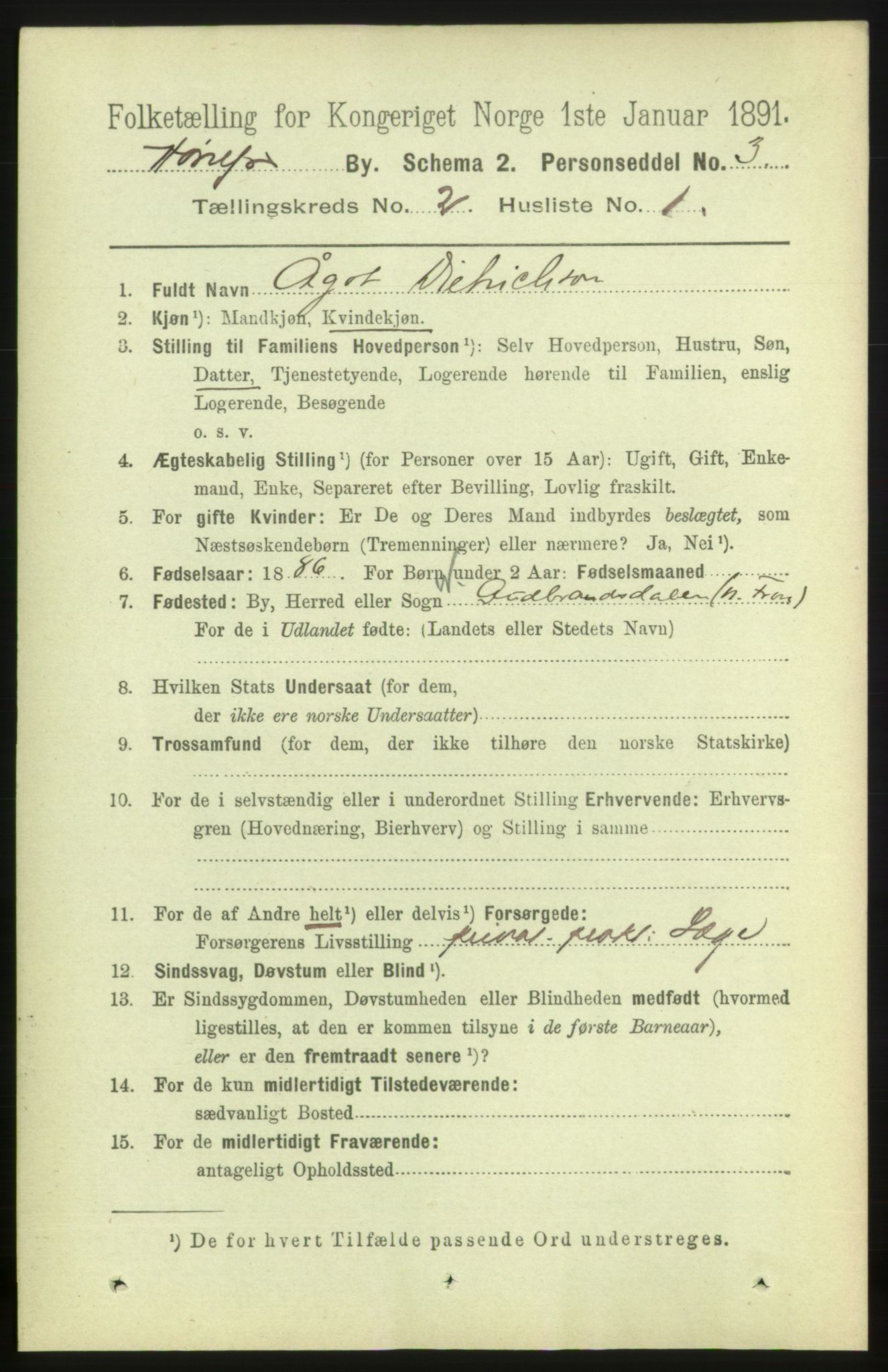 RA, 1891 census for 0601 Hønefoss, 1891, p. 526