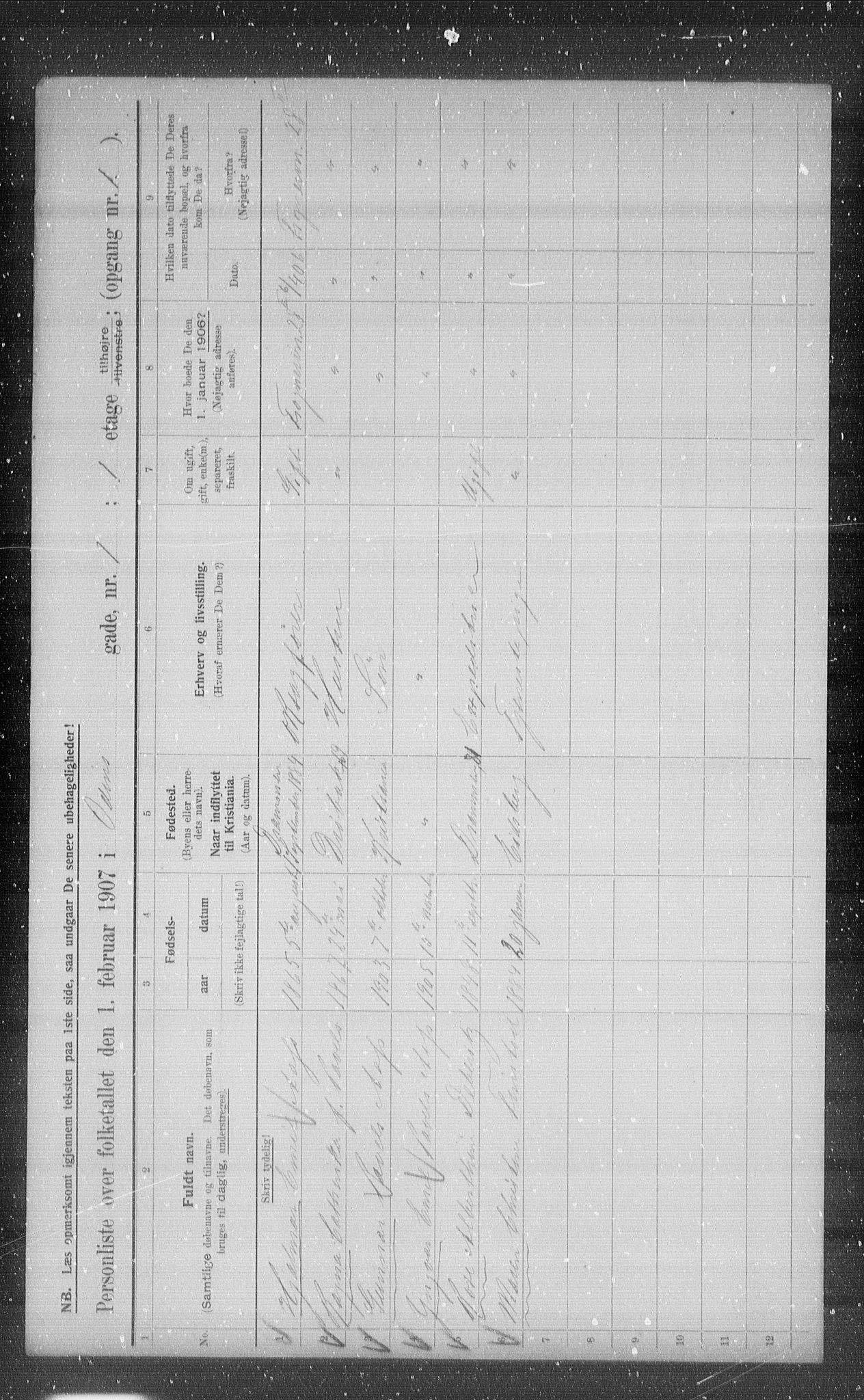 OBA, Municipal Census 1907 for Kristiania, 1907, p. 38206