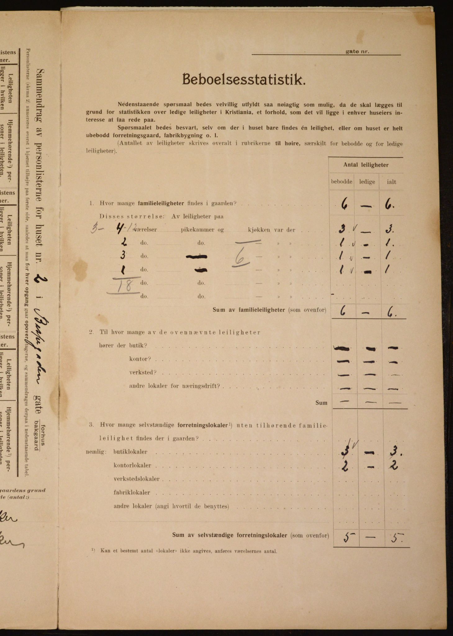 OBA, Municipal Census 1910 for Kristiania, 1910, p. 5161