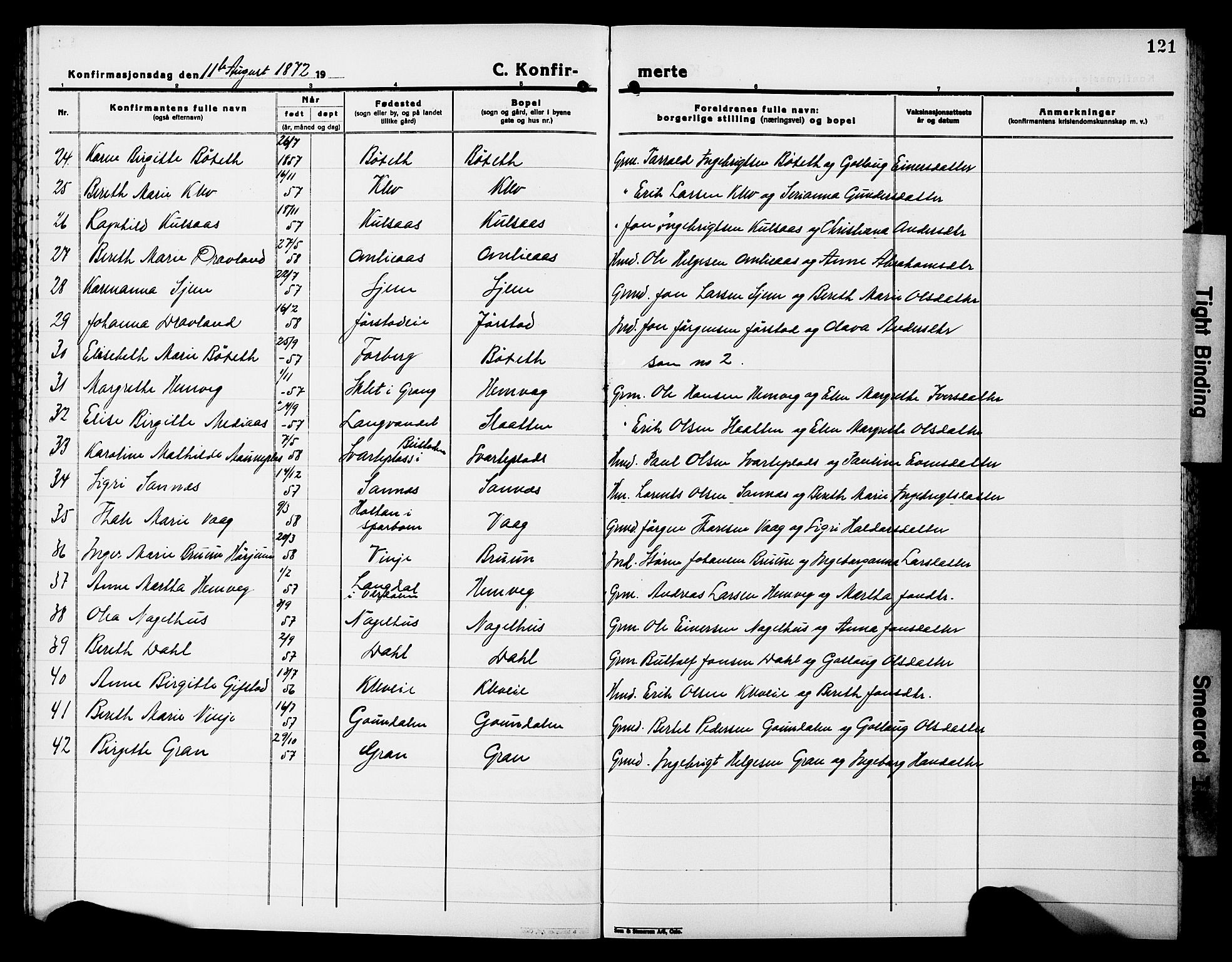 Ministerialprotokoller, klokkerbøker og fødselsregistre - Nord-Trøndelag, AV/SAT-A-1458/749/L0485: Parish register (official) no. 749D01, 1857-1872, p. 121