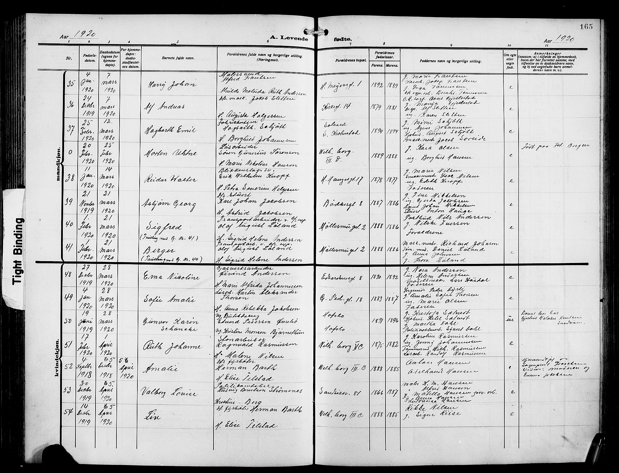 Sandviken Sokneprestembete, AV/SAB-A-77601/H/Hb/L0005: Parish register (copy) no. B 2, 1914-1925, p. 165