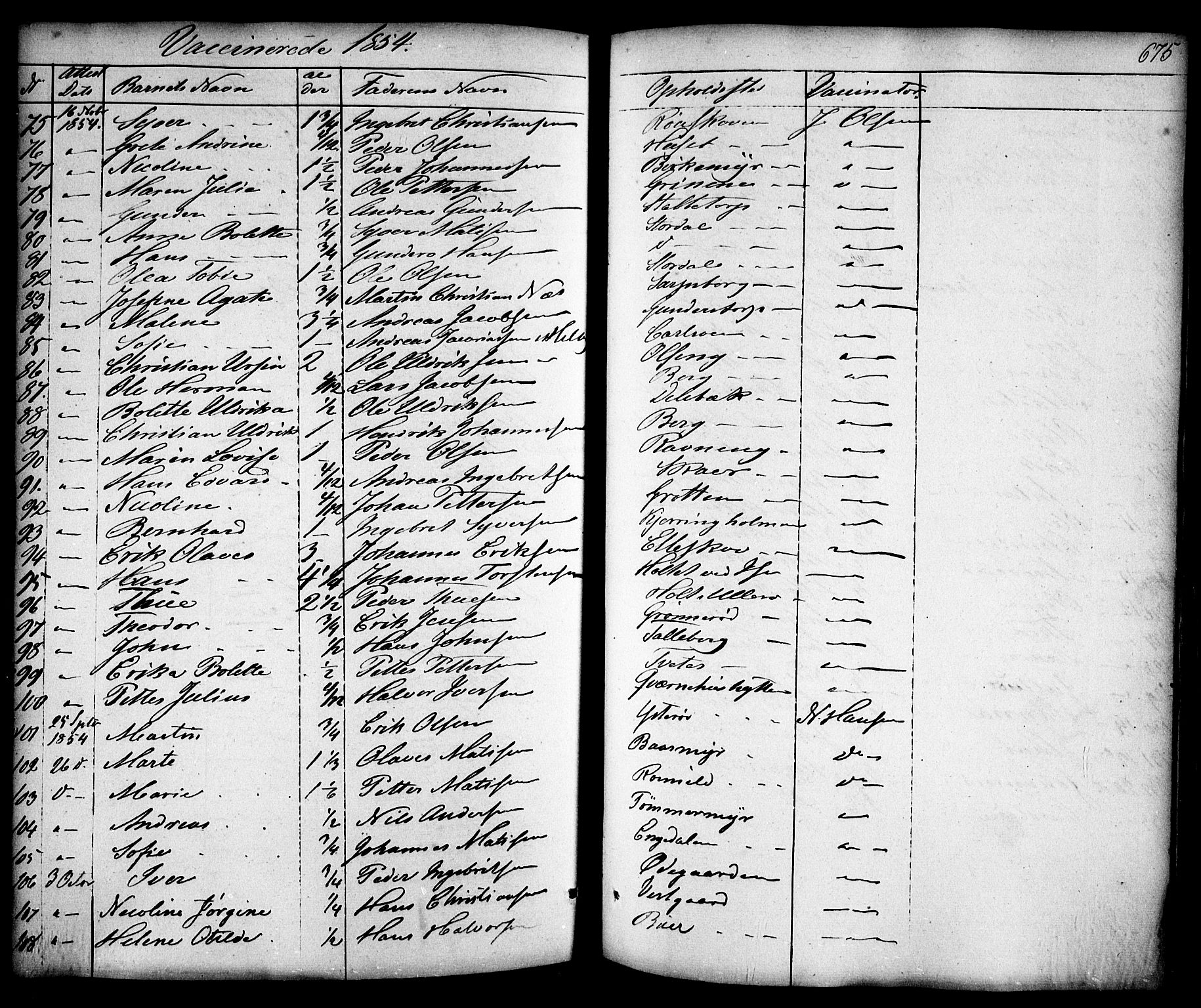 Skjeberg prestekontor Kirkebøker, AV/SAO-A-10923/F/Fa/L0006: Parish register (official) no. I 6, 1846-1858, p. 675