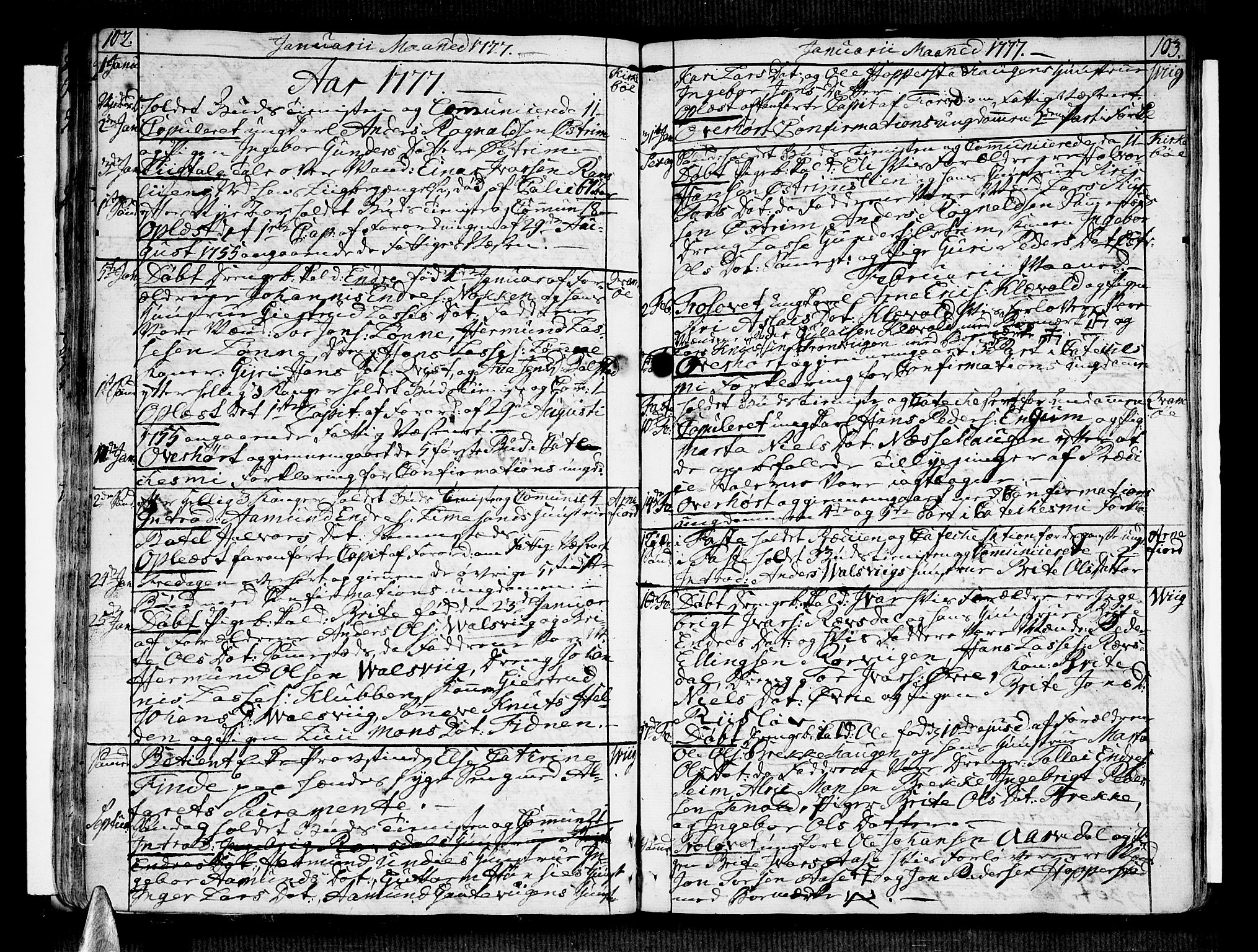 Vik sokneprestembete, SAB/A-81501: Parish register (official) no. A 4, 1772-1783, p. 102-103