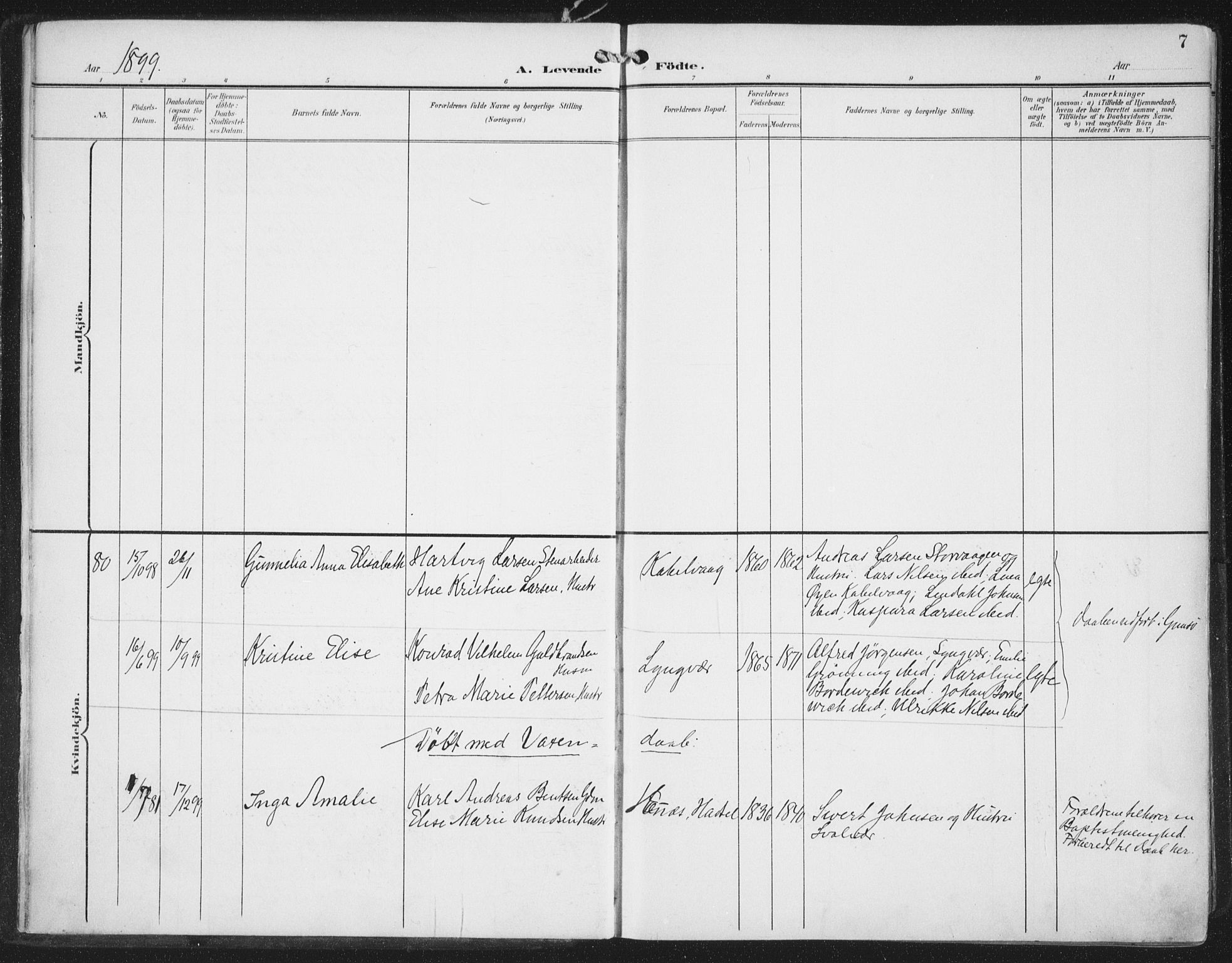 Ministerialprotokoller, klokkerbøker og fødselsregistre - Nordland, AV/SAT-A-1459/874/L1062: Parish register (official) no. 874A06, 1899-1907, p. 7