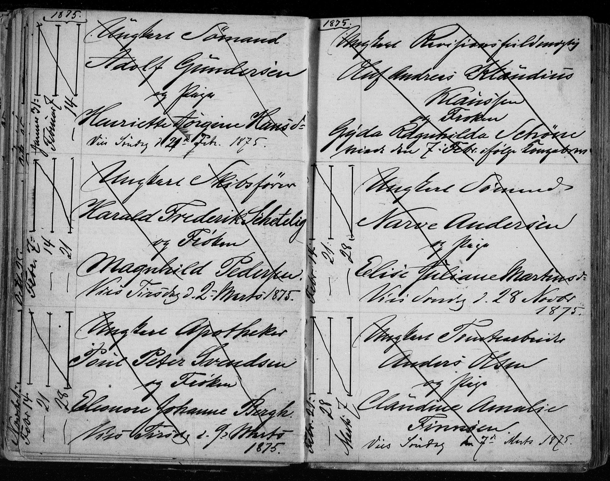 Bragernes kirkebøker, AV/SAKO-A-6/H/Ha/L0006: Banns register no. 6, 1873-1896