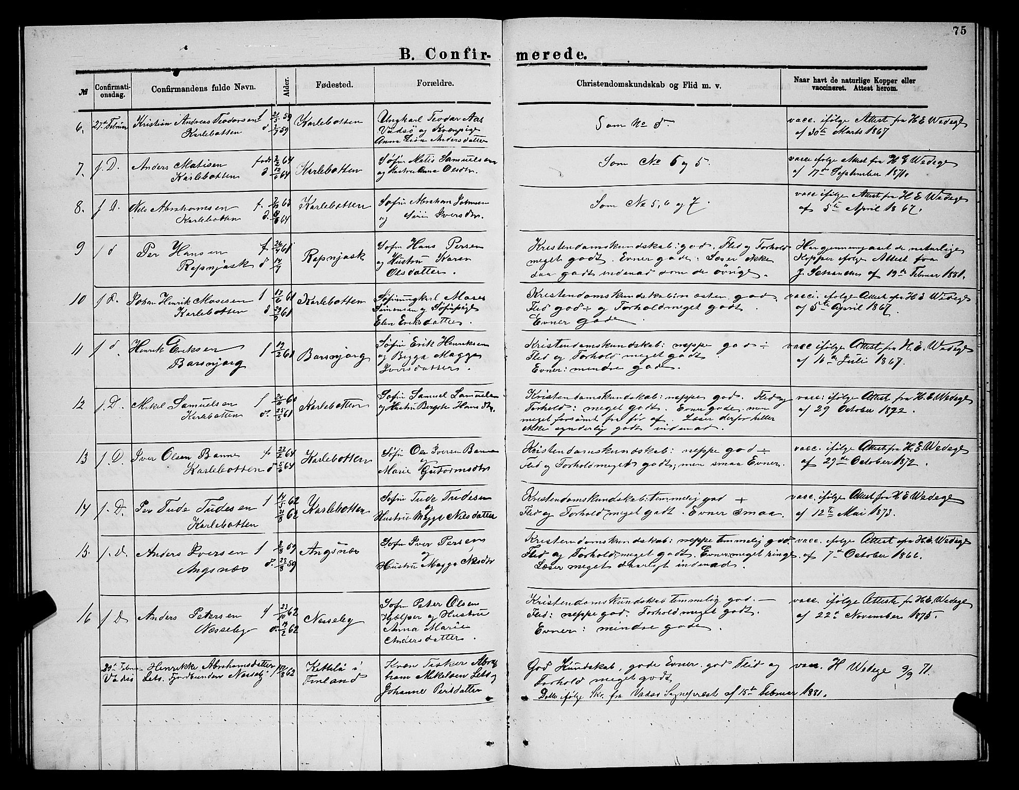 Nesseby sokneprestkontor, AV/SATØ-S-1330/H/Hb/L0004klokker: Parish register (copy) no. 4, 1877-1884, p. 75