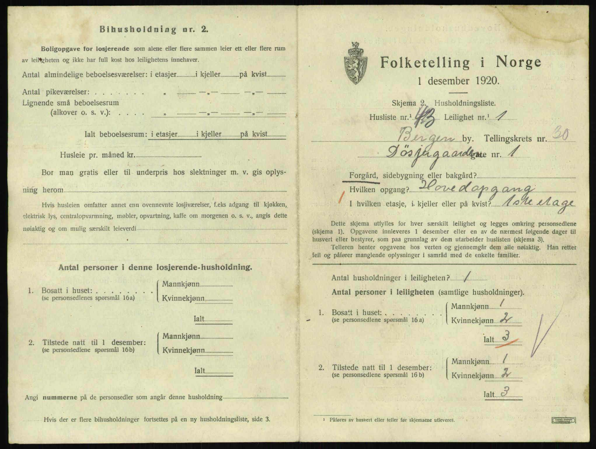 SAB, 1920 census for Bergen, 1920, p. 23355