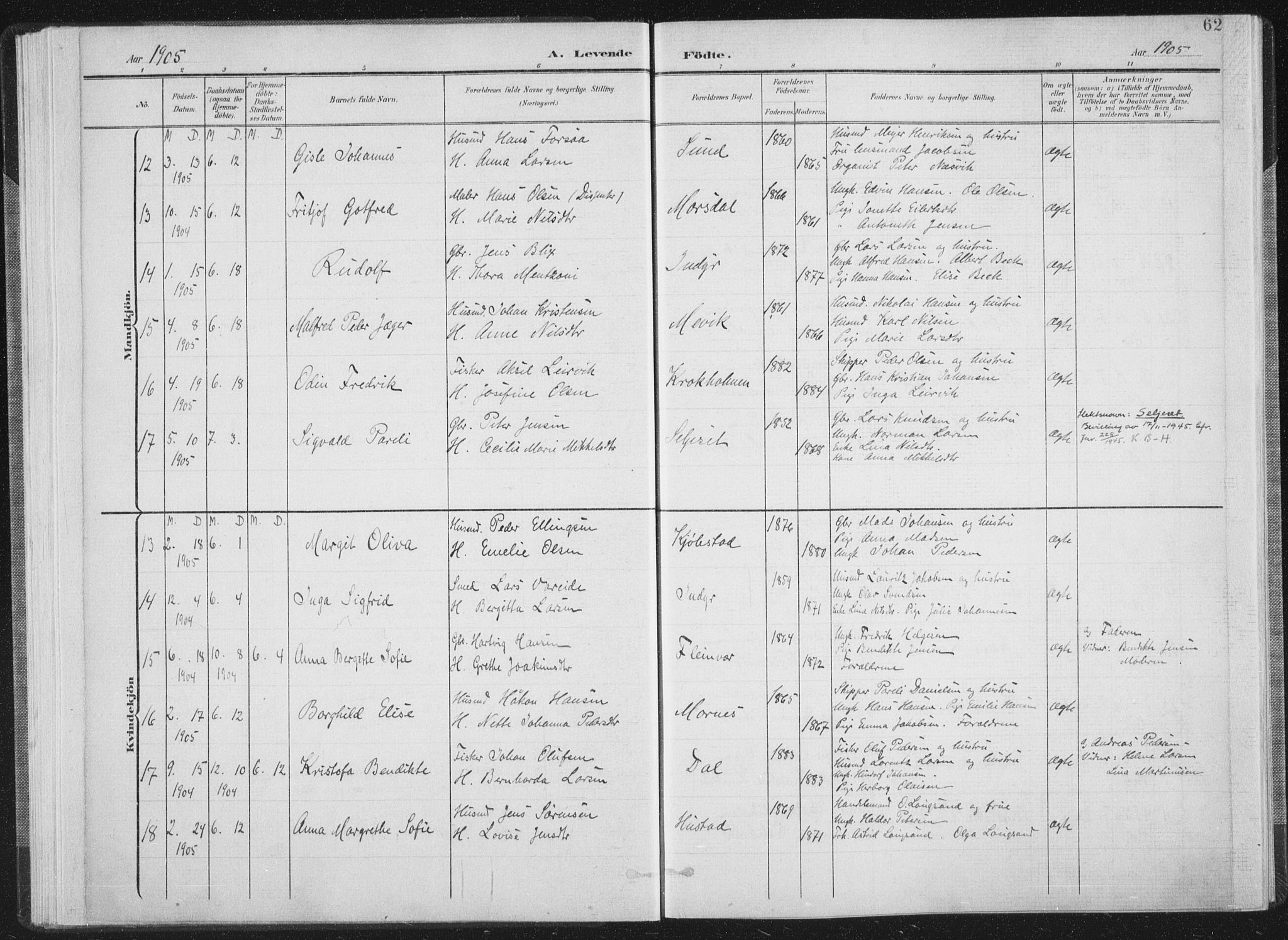Ministerialprotokoller, klokkerbøker og fødselsregistre - Nordland, SAT/A-1459/805/L0102: Parish register (official) no. 805A08I, 1900-1909, p. 62