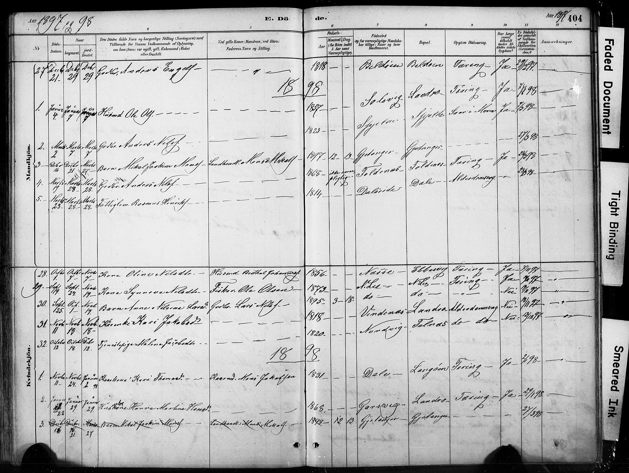 Fjell sokneprestembete, SAB/A-75301/H/Hab: Parish register (copy) no. A 4, 1880-1899, p. 404