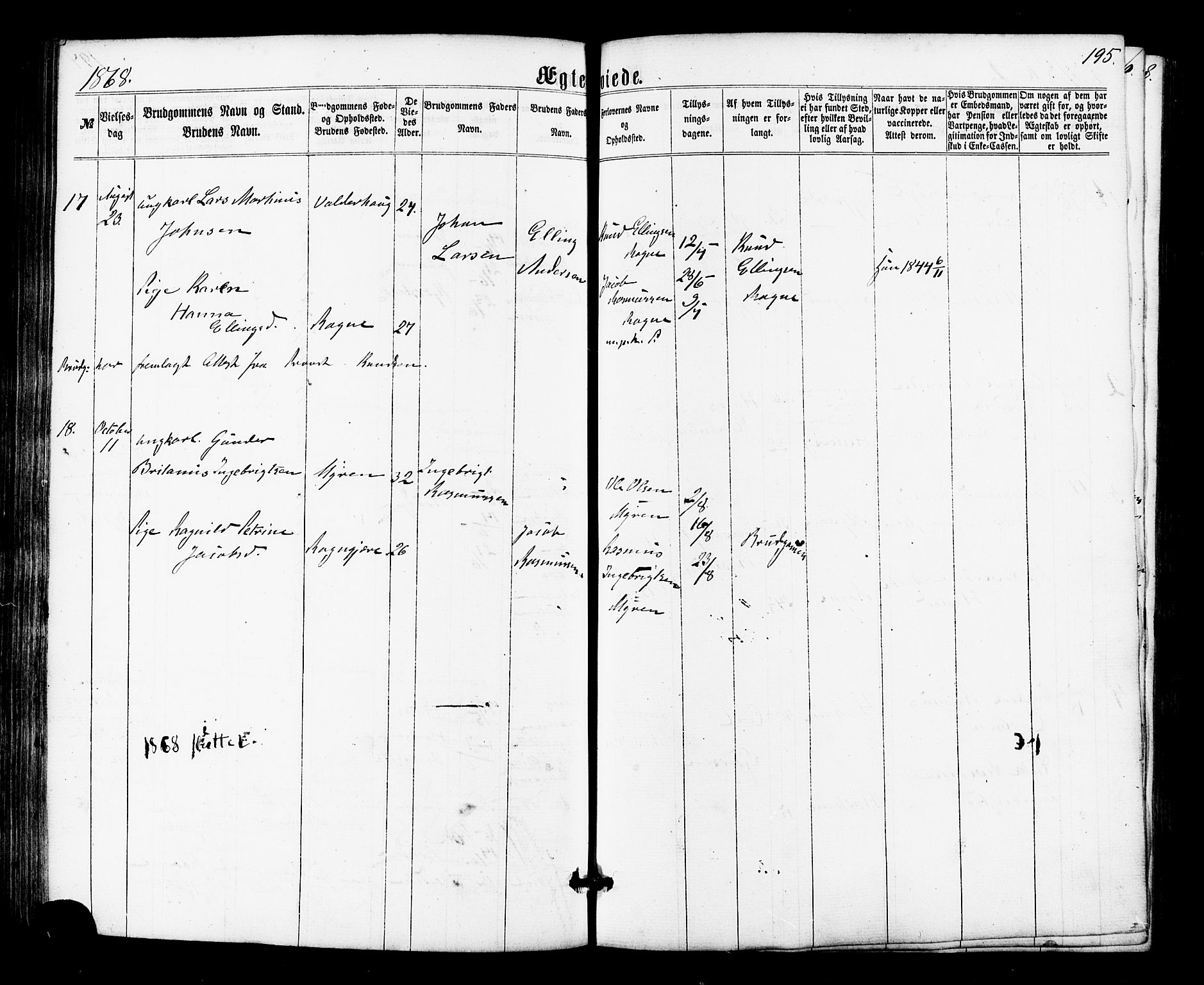 Ministerialprotokoller, klokkerbøker og fødselsregistre - Møre og Romsdal, AV/SAT-A-1454/536/L0498: Parish register (official) no. 536A07, 1862-1875, p. 195