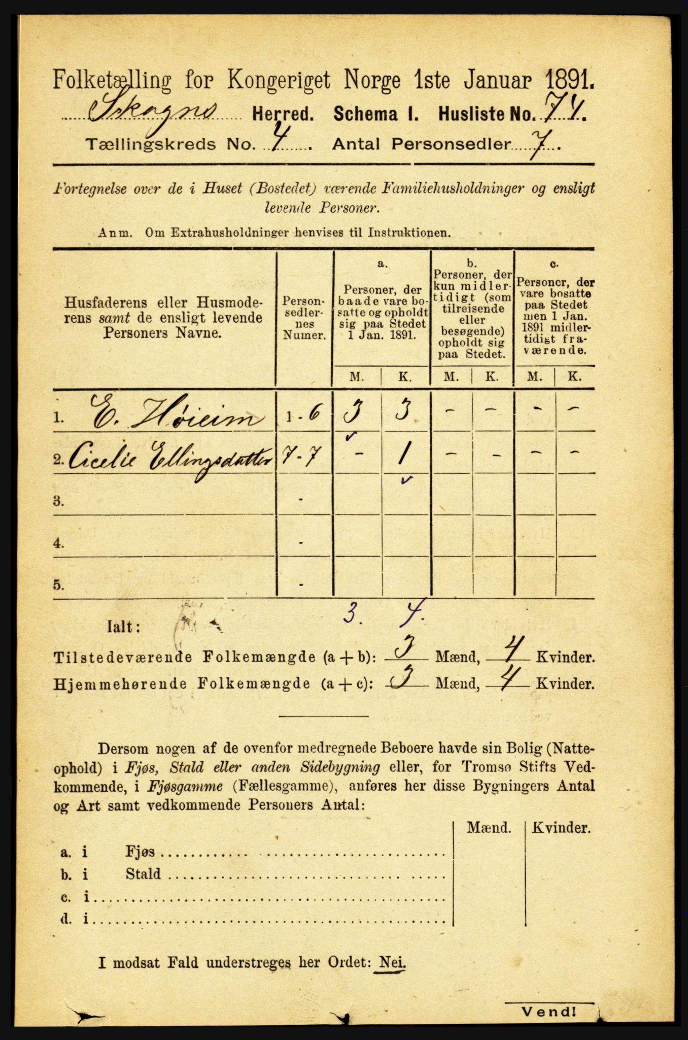 RA, 1891 census for 1719 Skogn, 1891, p. 2341