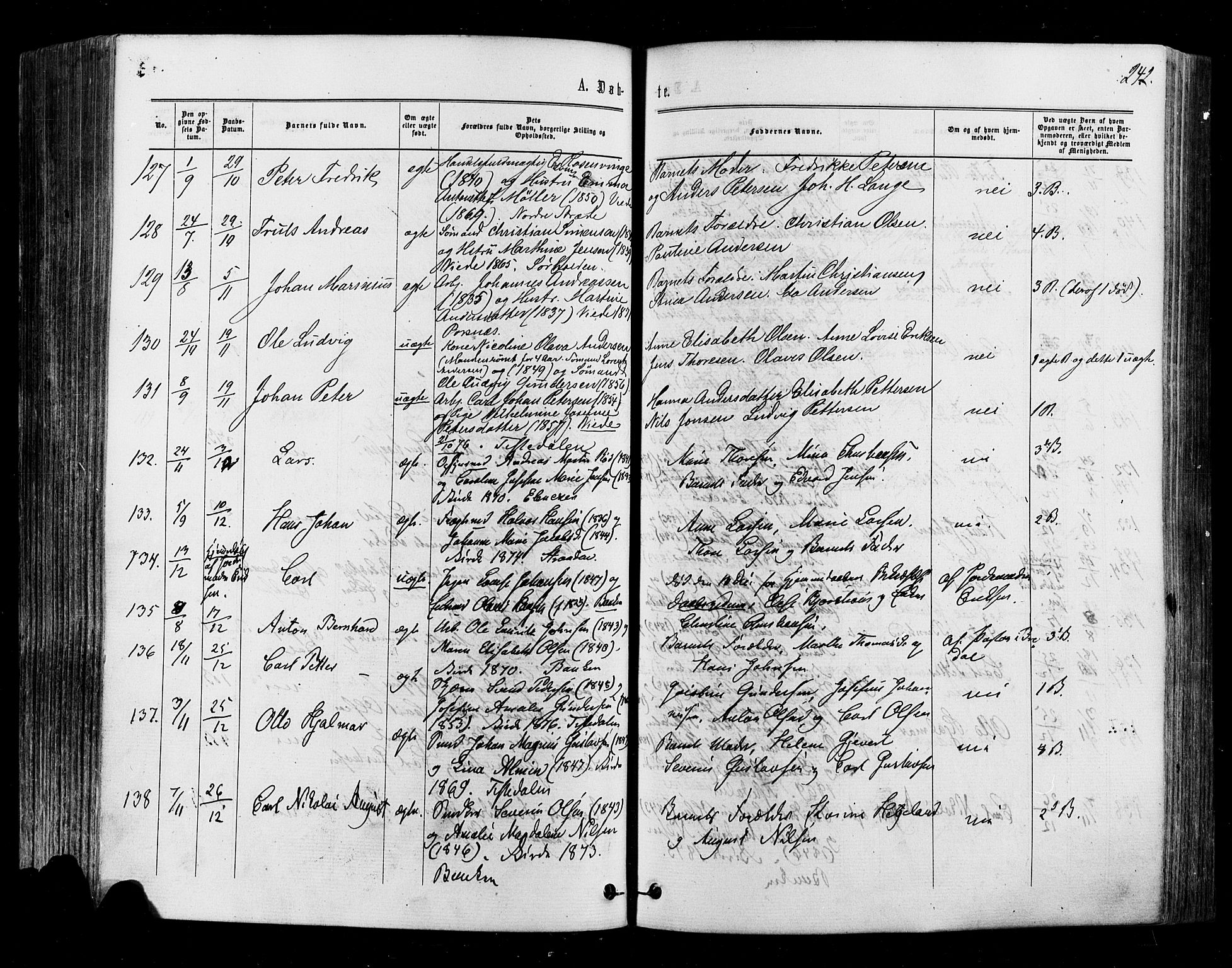 Halden prestekontor Kirkebøker, SAO/A-10909/F/Fa/L0009: Parish register (official) no. I 9, 1866-1877, p. 242