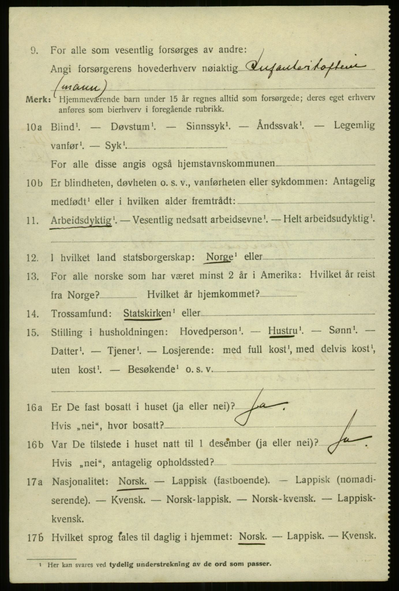 SATØ, 1920 census for Harstad, 1920, p. 8895