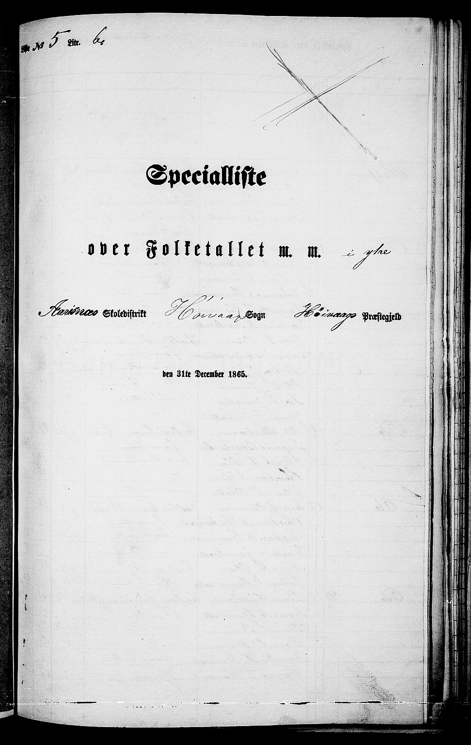 RA, 1865 census for Høvåg, 1865, p. 89