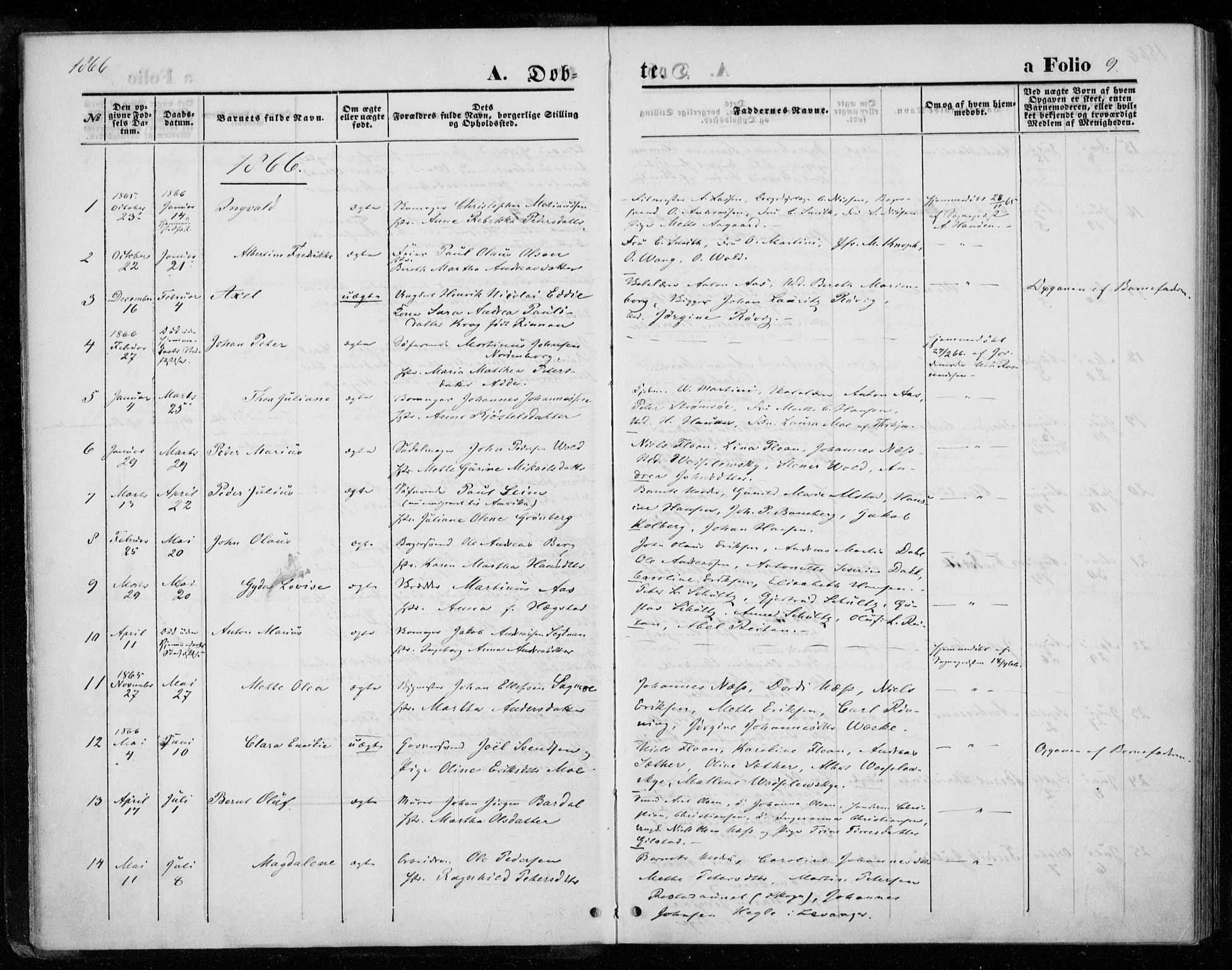 Ministerialprotokoller, klokkerbøker og fødselsregistre - Nord-Trøndelag, SAT/A-1458/720/L0186: Parish register (official) no. 720A03, 1864-1874, p. 9
