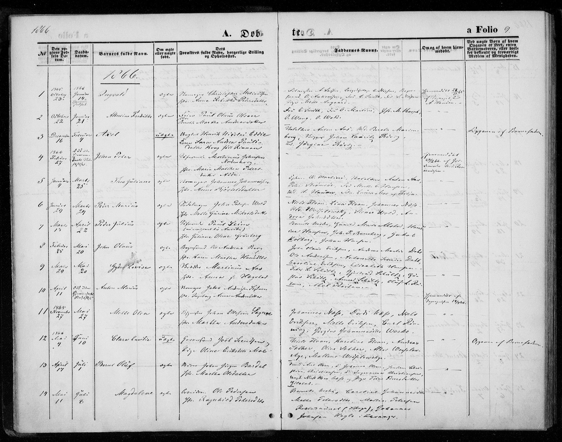 Ministerialprotokoller, klokkerbøker og fødselsregistre - Nord-Trøndelag, AV/SAT-A-1458/720/L0186: Parish register (official) no. 720A03, 1864-1874, p. 9