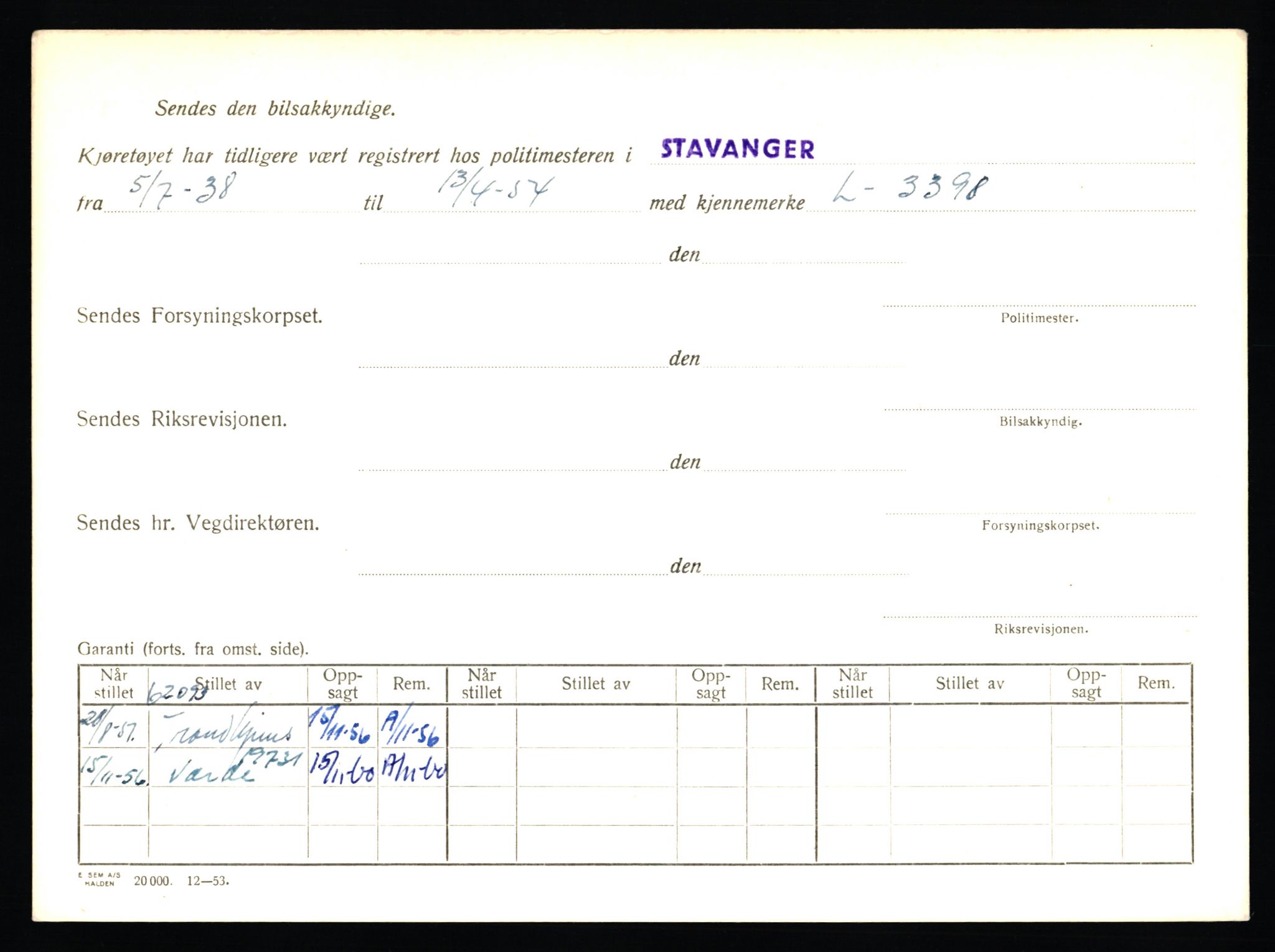 Stavanger trafikkstasjon, AV/SAST-A-101942/0/F/L0024: L-13000 - L-13499, 1930-1971, p. 140