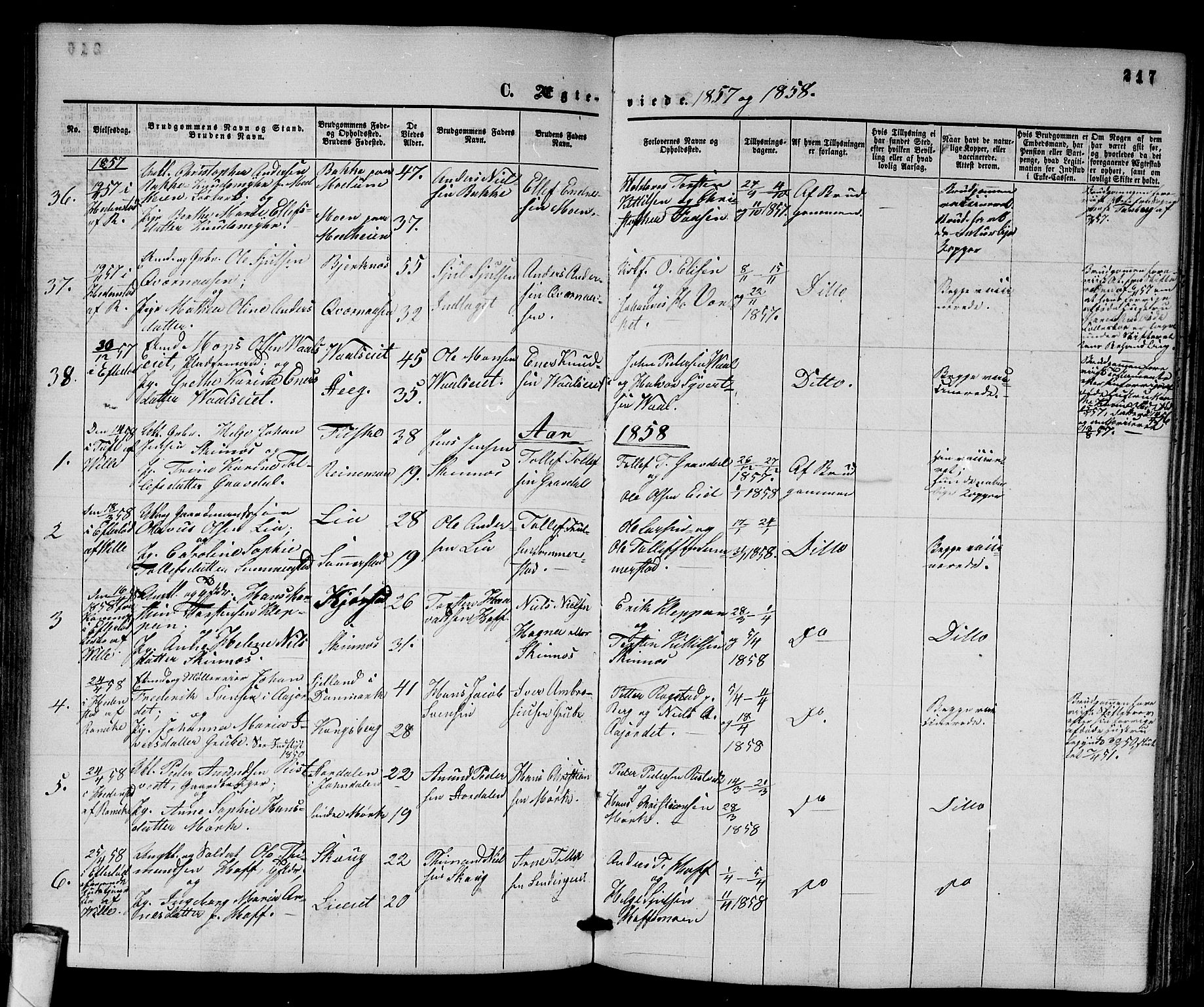 Sandsvær kirkebøker, AV/SAKO-A-244/G/Ga/L0005: Parish register (copy) no. I 5, 1857-1873, p. 217