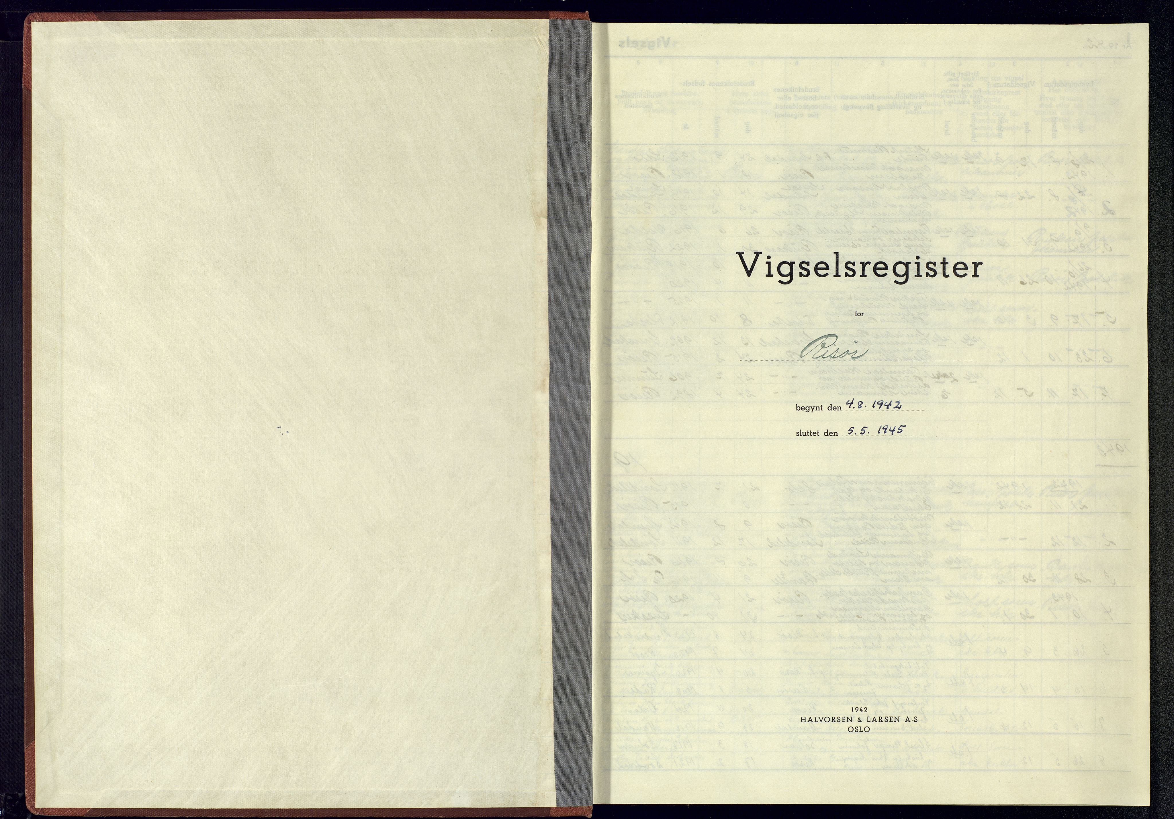 Risør sokneprestkontor, AV/SAK-1111-0035/J/Jb/L0003: Marriage register no. A-VI-9, 1942-1945