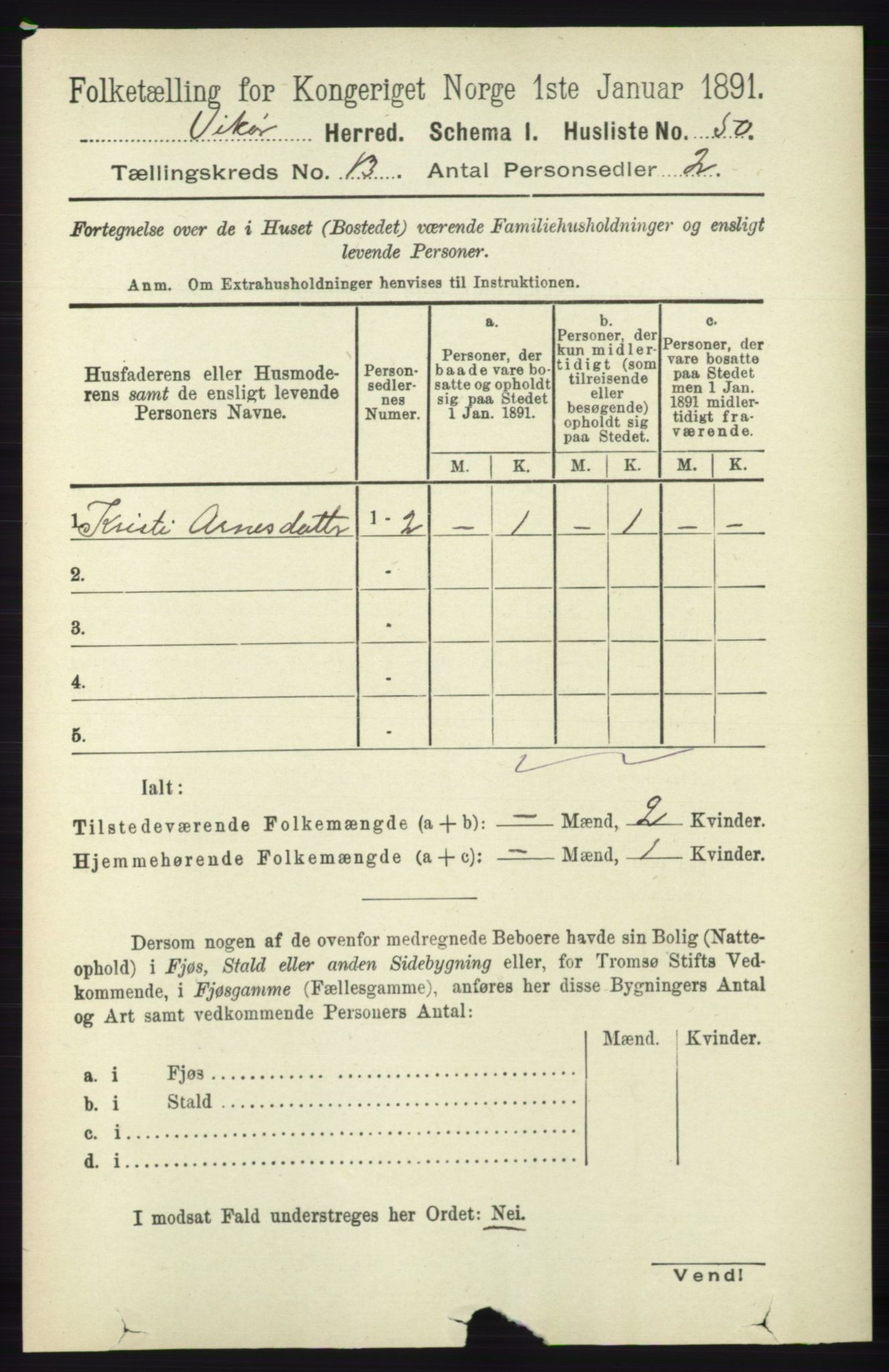 RA, 1891 census for 1238 Vikør, 1891, p. 3611