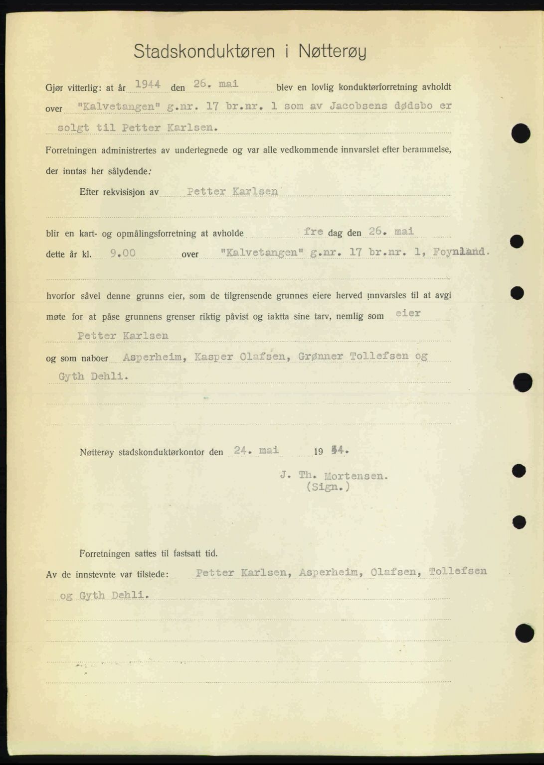 Tønsberg sorenskriveri, AV/SAKO-A-130/G/Ga/Gaa/L0015: Mortgage book no. A15, 1944-1944, Diary no: : 1360/1944