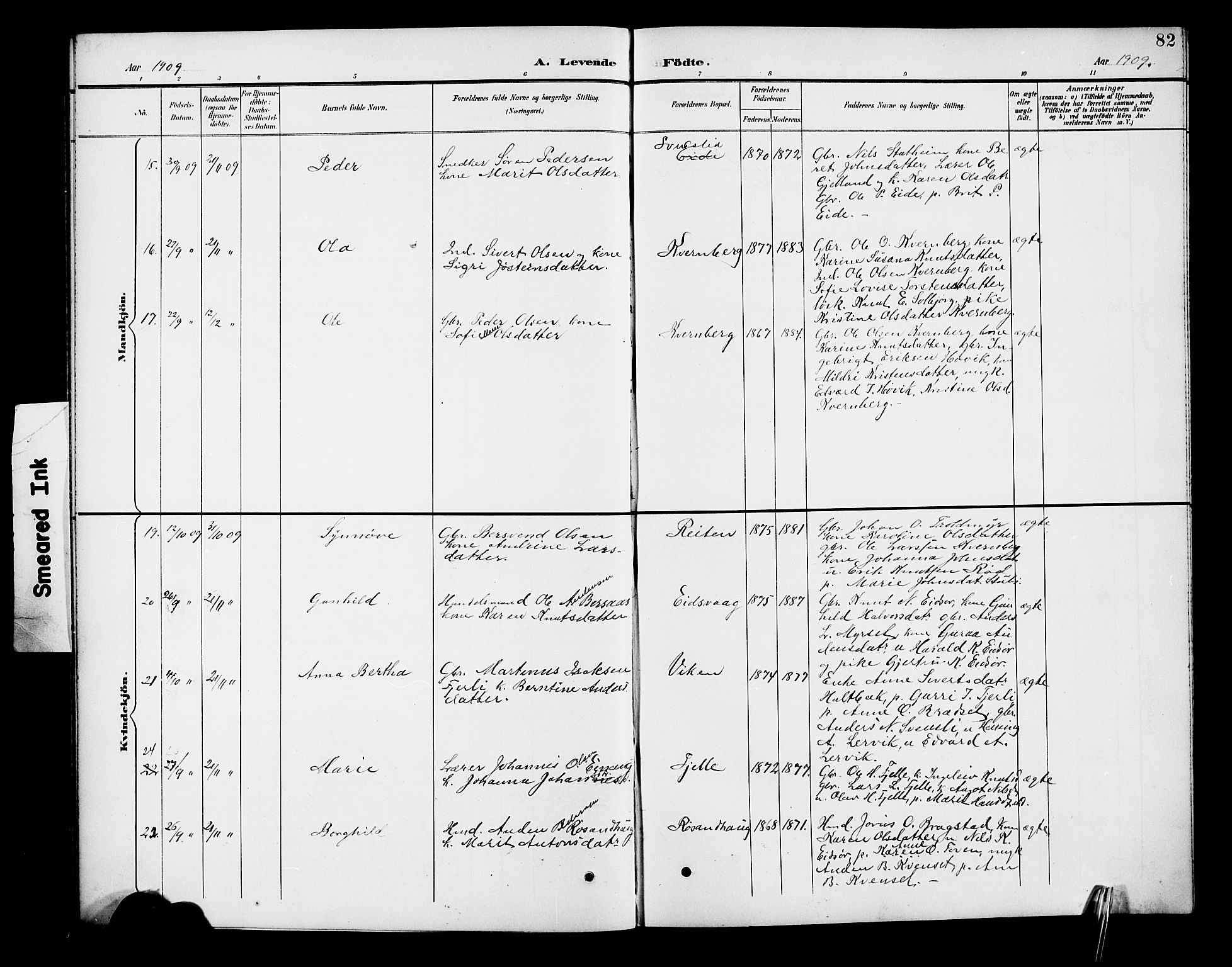 Ministerialprotokoller, klokkerbøker og fødselsregistre - Møre og Romsdal, AV/SAT-A-1454/551/L0632: Parish register (copy) no. 551C04, 1894-1920, p. 82