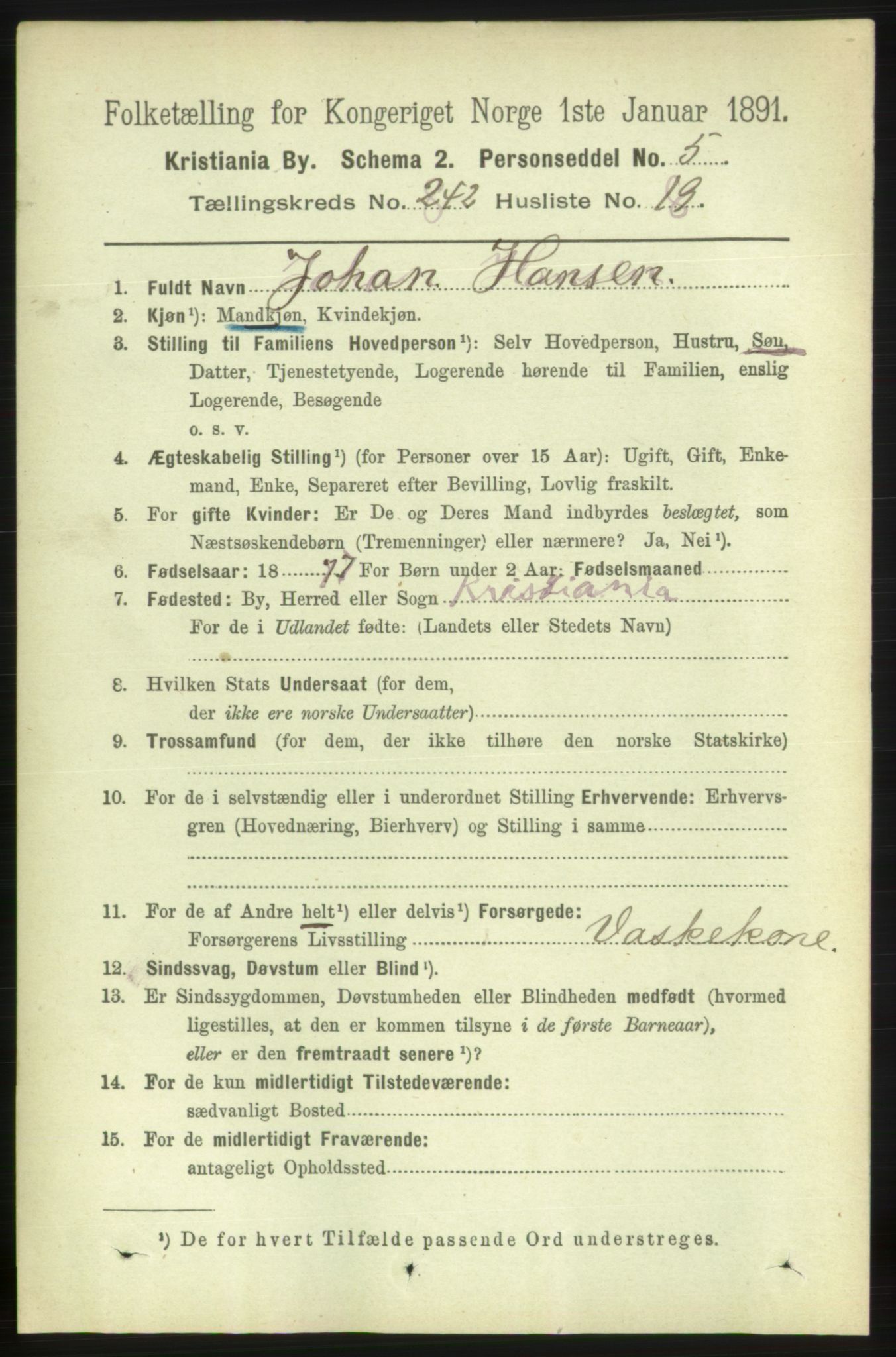 RA, 1891 census for 0301 Kristiania, 1891, p. 147390