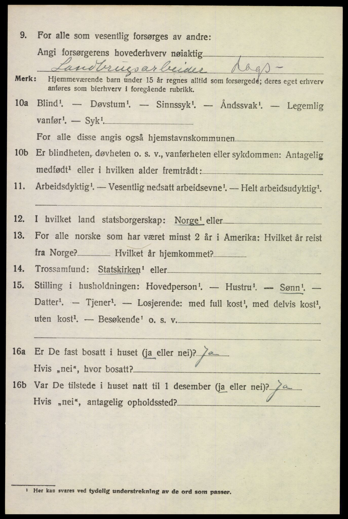 SAH, 1920 census for Vestre Toten, 1920, p. 3437