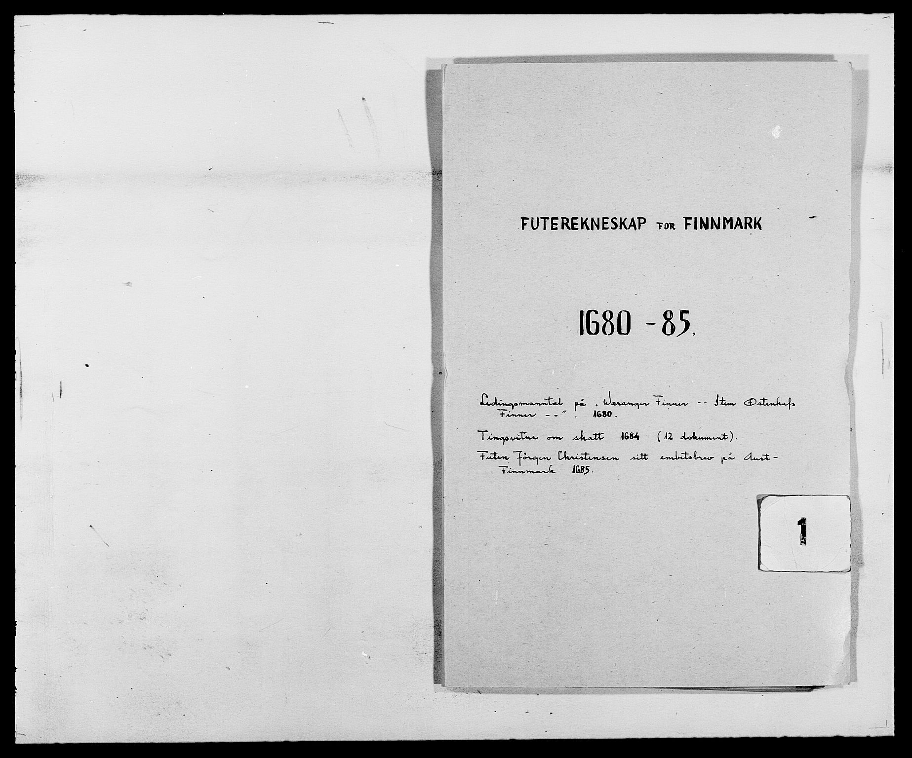 Rentekammeret inntil 1814, Reviderte regnskaper, Fogderegnskap, RA/EA-4092/R69/L4850: Fogderegnskap Finnmark/Vardøhus, 1680-1690, p. 1