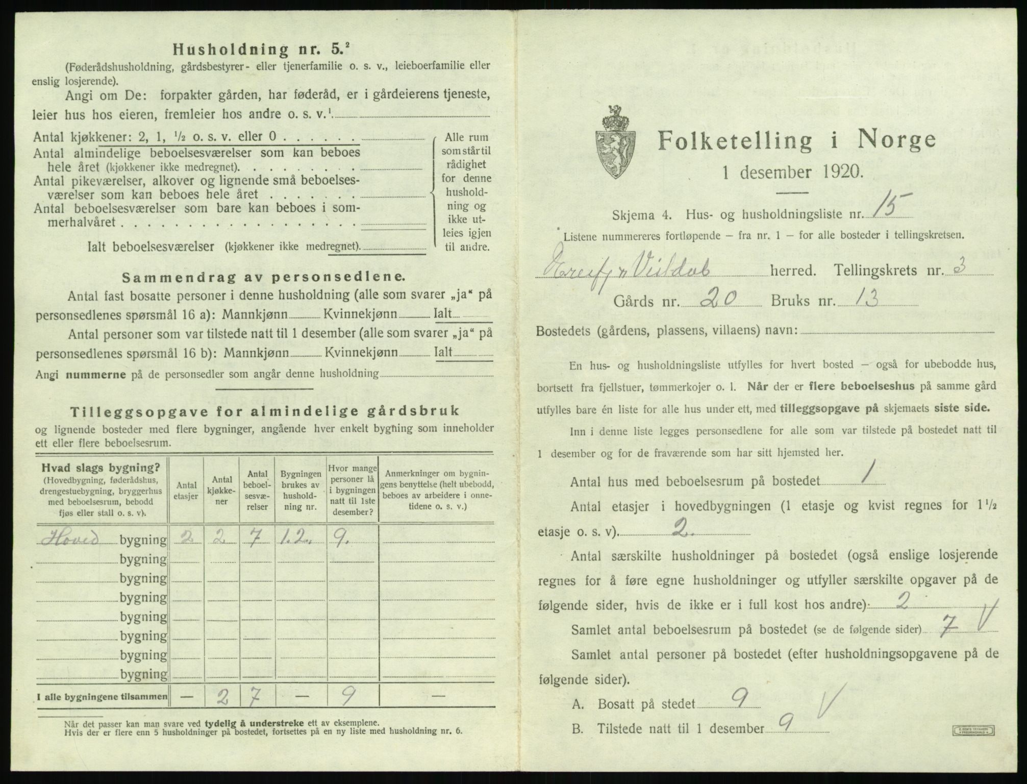 SAT, 1920 census for Eresfjord og Vistdal, 1920, p. 261