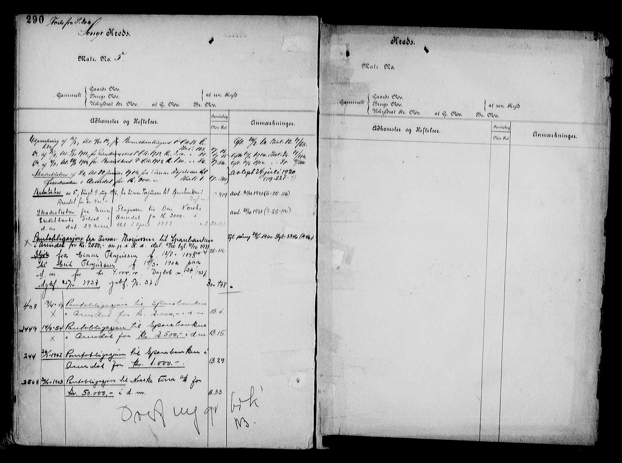 Arendal byfogd, AV/SAK-1222-0001/G/Ga/L0015: Mortgage register no. 13, 1860-1960, p. 290