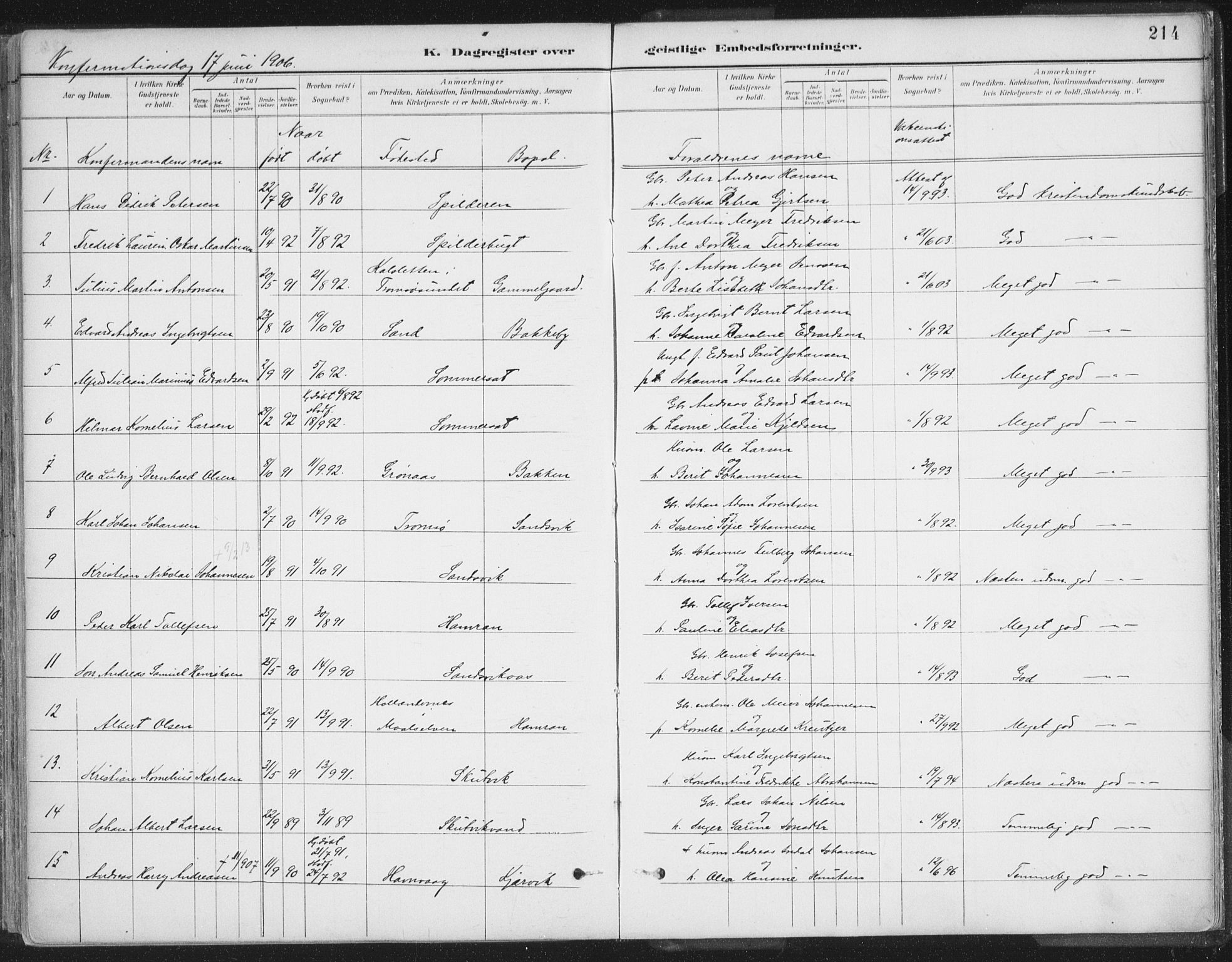 Balsfjord sokneprestembete, SATØ/S-1303/G/Ga/L0007kirke: Parish register (official) no. 7, 1887-1909, p. 214