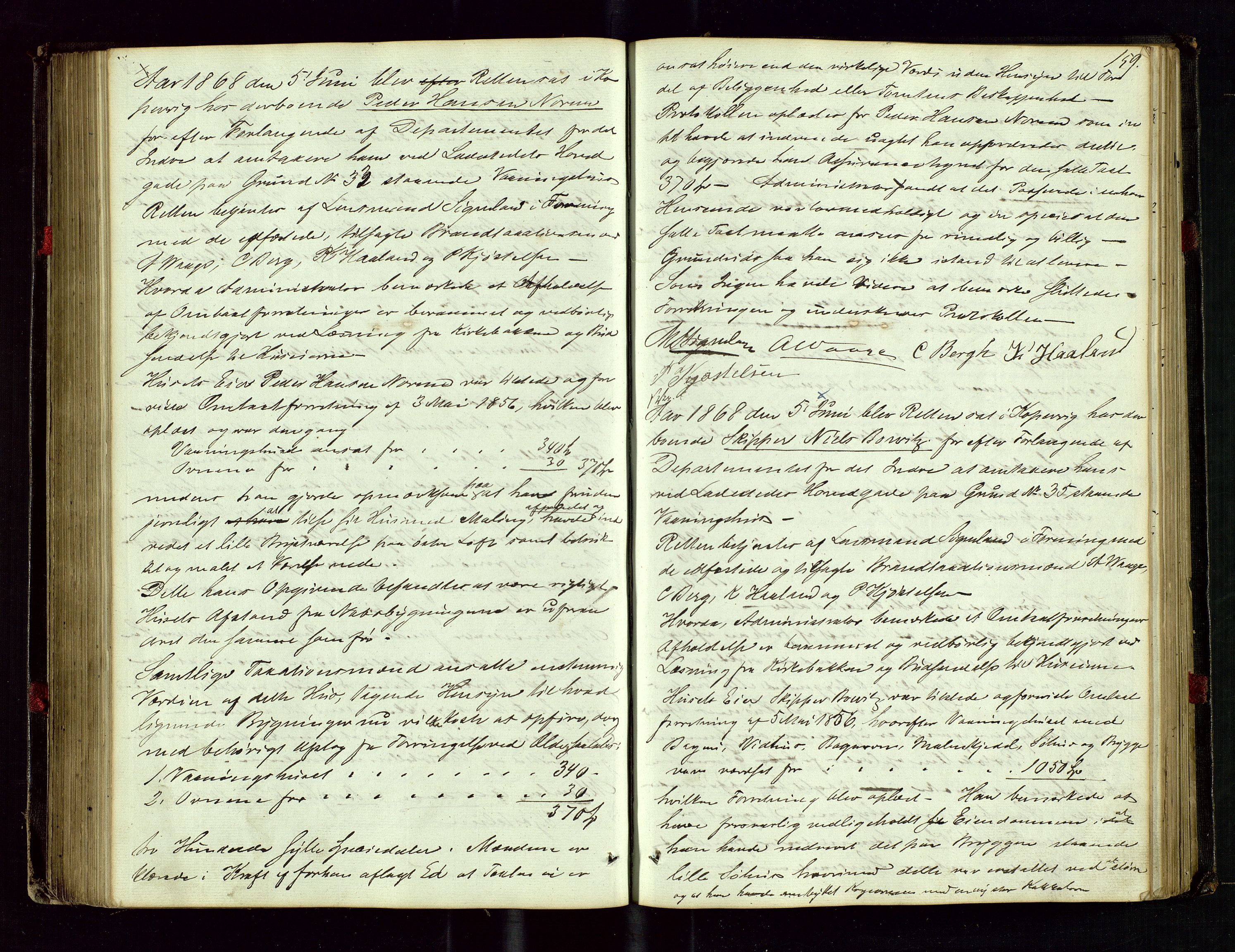 Avaldsnes lensmannskontor, SAST/A-100286/Goa/L0001: "Brandtaxations-Protocol", 1846-1872, p. 158b-159a