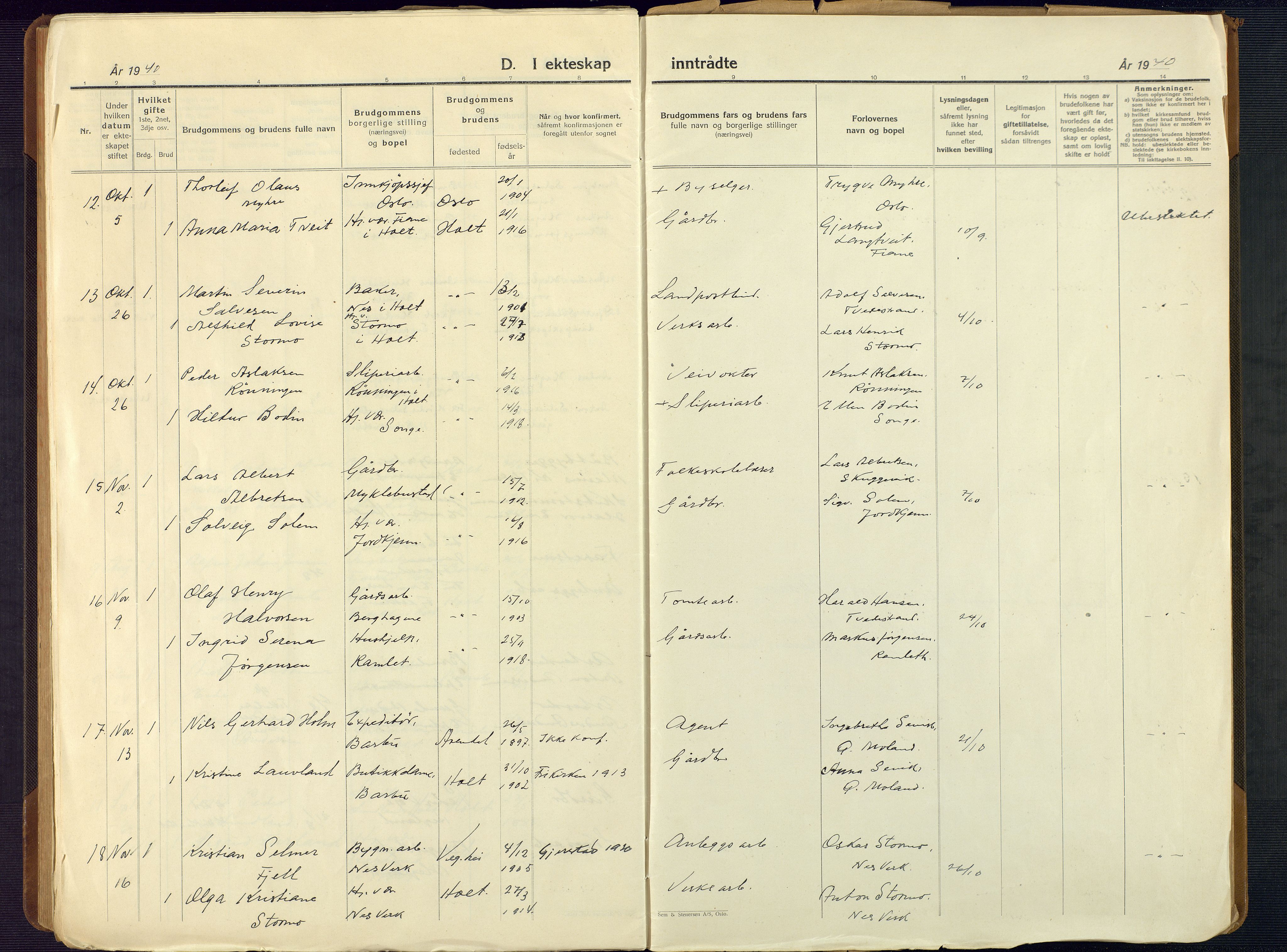 Holt sokneprestkontor, AV/SAK-1111-0021/F/Fb/L0012: Parish register (copy) no. B 12, 1919-1944