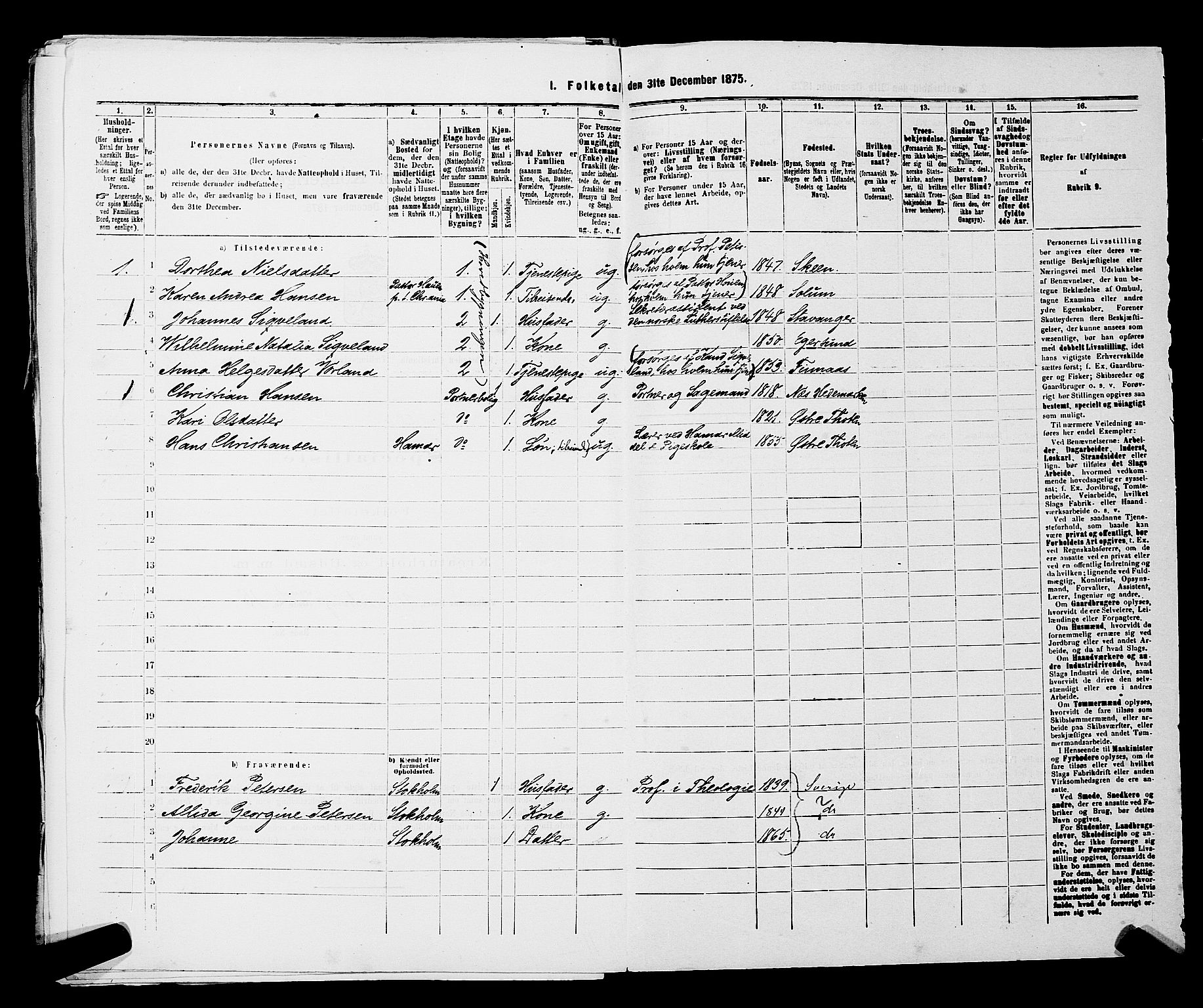 RA, 1875 census for 0301 Kristiania, 1875, p. 3729