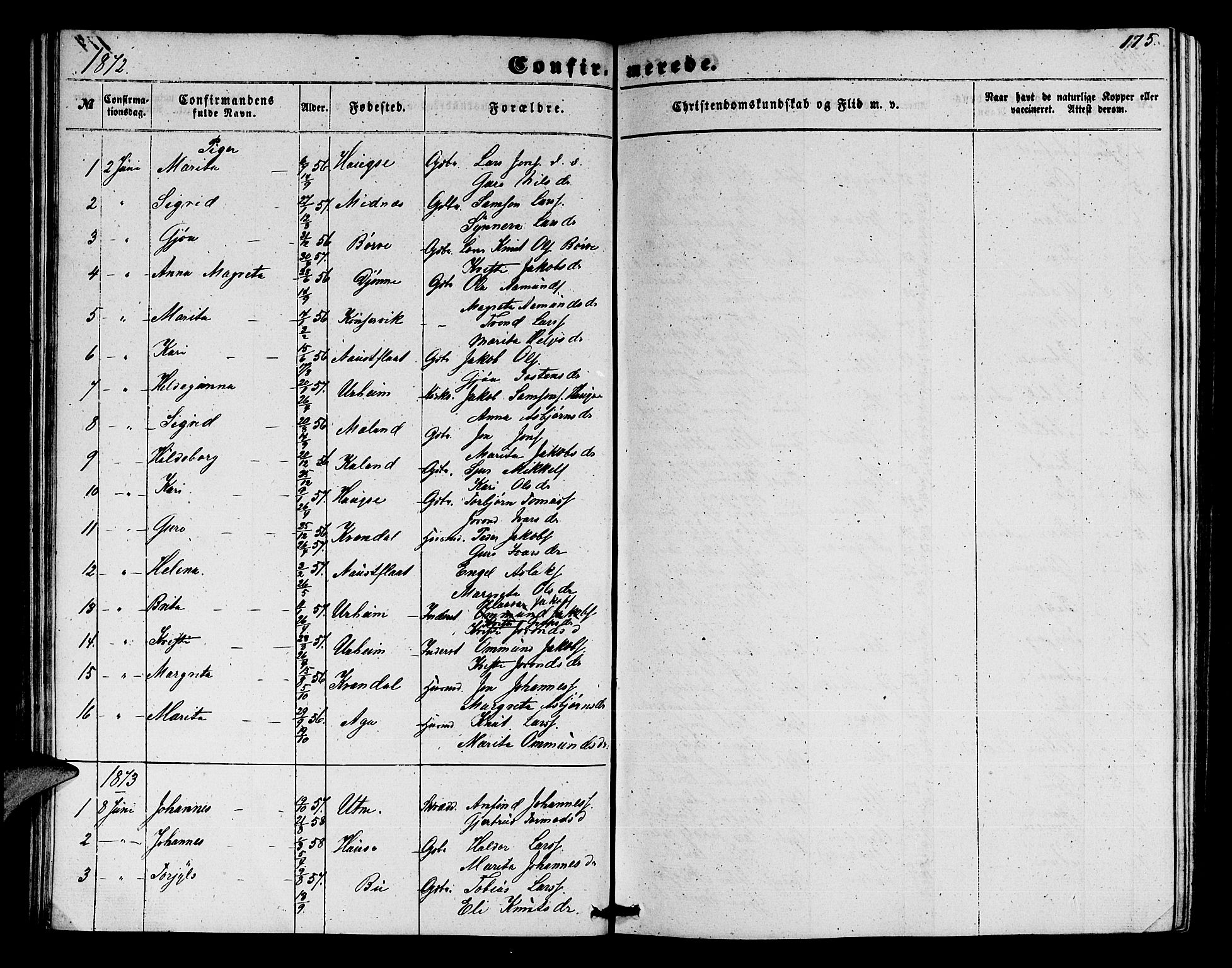 Ullensvang sokneprestembete, SAB/A-78701/H/Hab: Parish register (copy) no. E 6, 1857-1886, p. 175