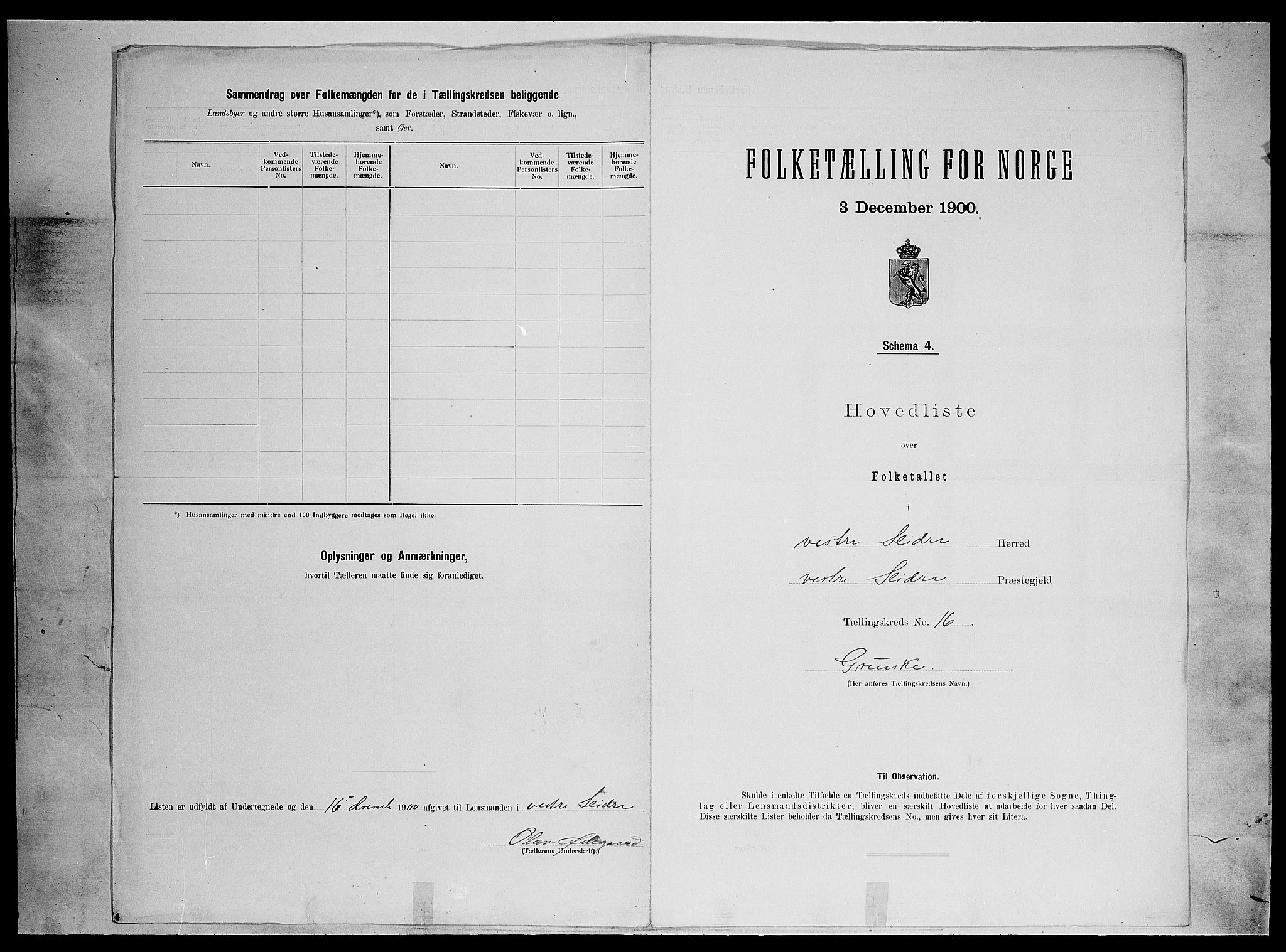 SAH, 1900 census for Vestre Slidre, 1900, p. 51