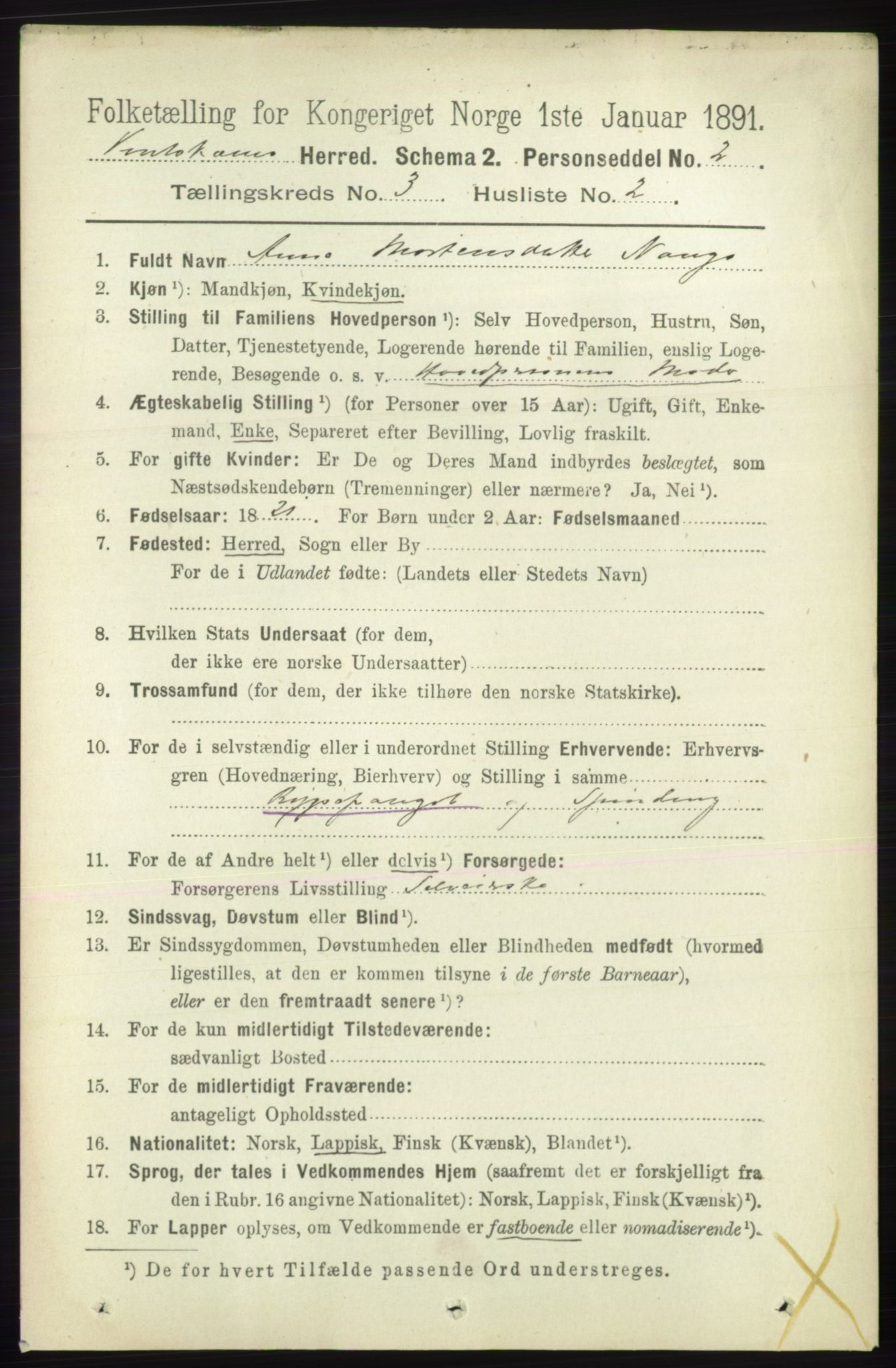 RA, 1891 census for 2011 Kautokeino, 1891, p. 715