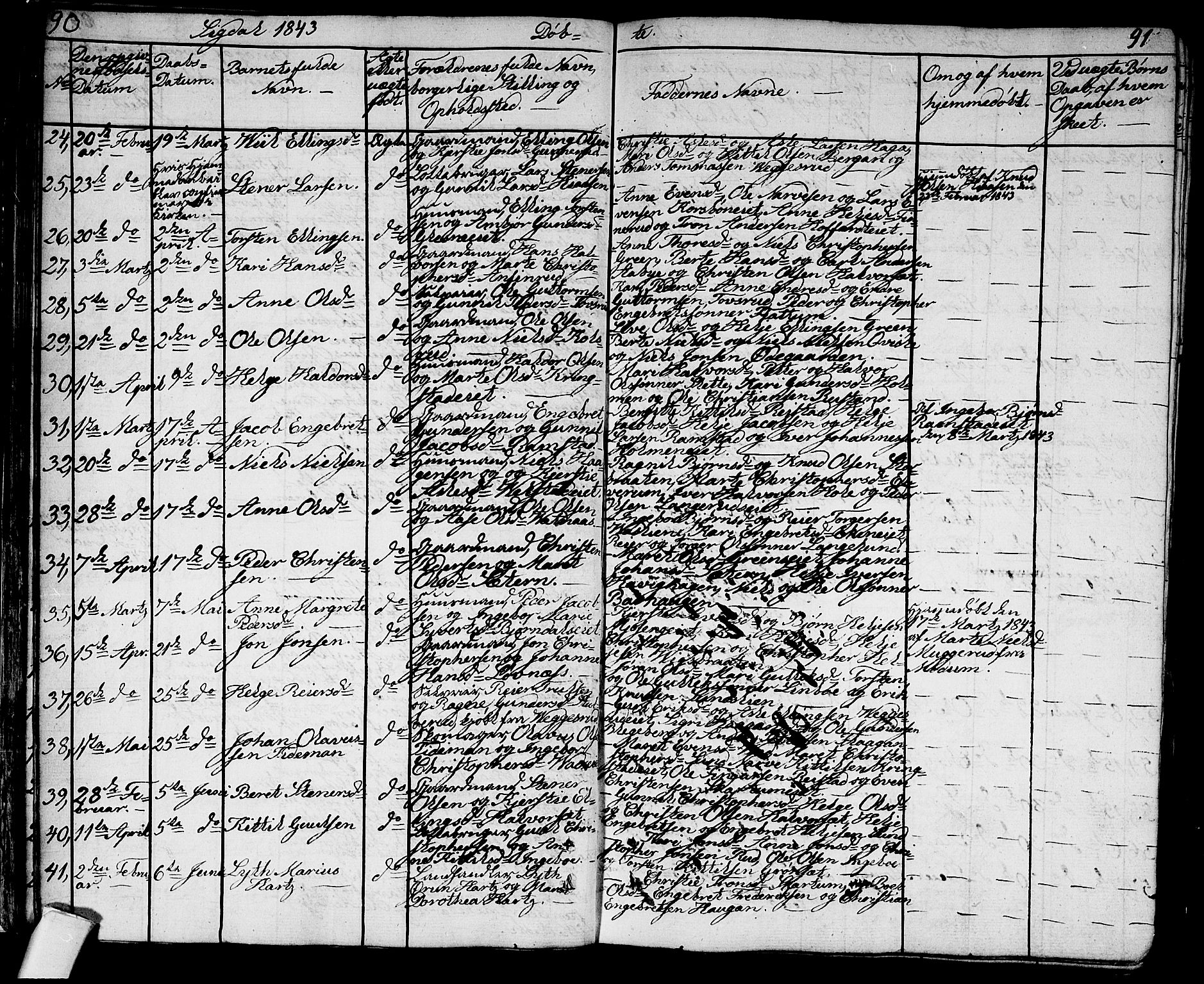 Sigdal kirkebøker, AV/SAKO-A-245/G/Ga/L0002: Parish register (copy) no. I 2, 1835-1856, p. 90-91