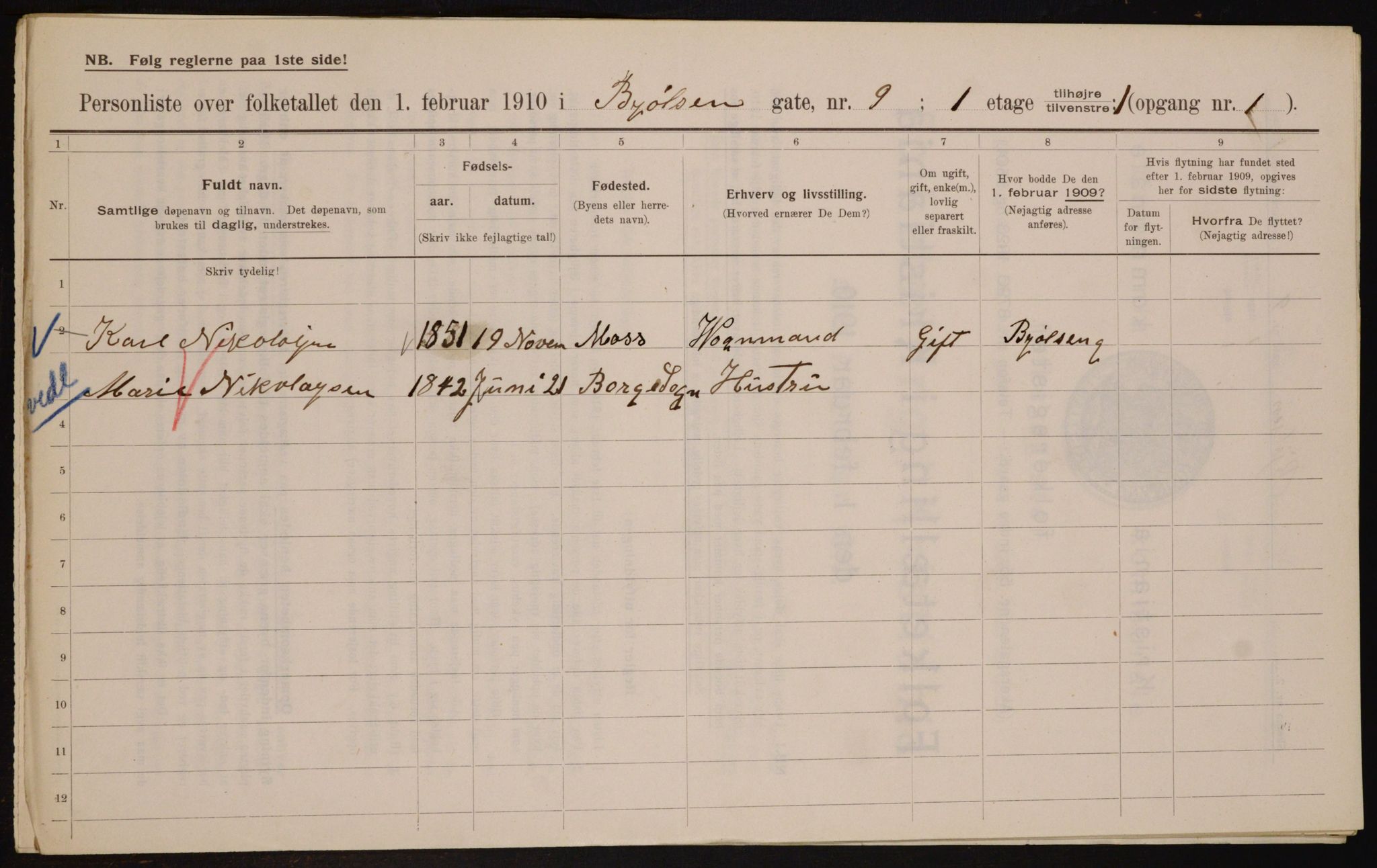 OBA, Municipal Census 1910 for Kristiania, 1910, p. 6266